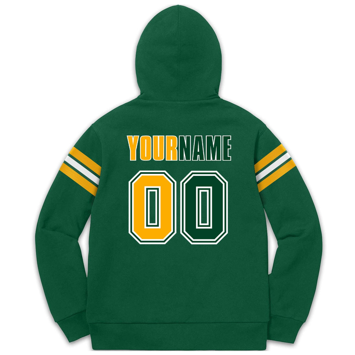 Custom Stitched Green Yellow-White Cotton Pullover Sweatshirt Hoodie| KXKSHOP