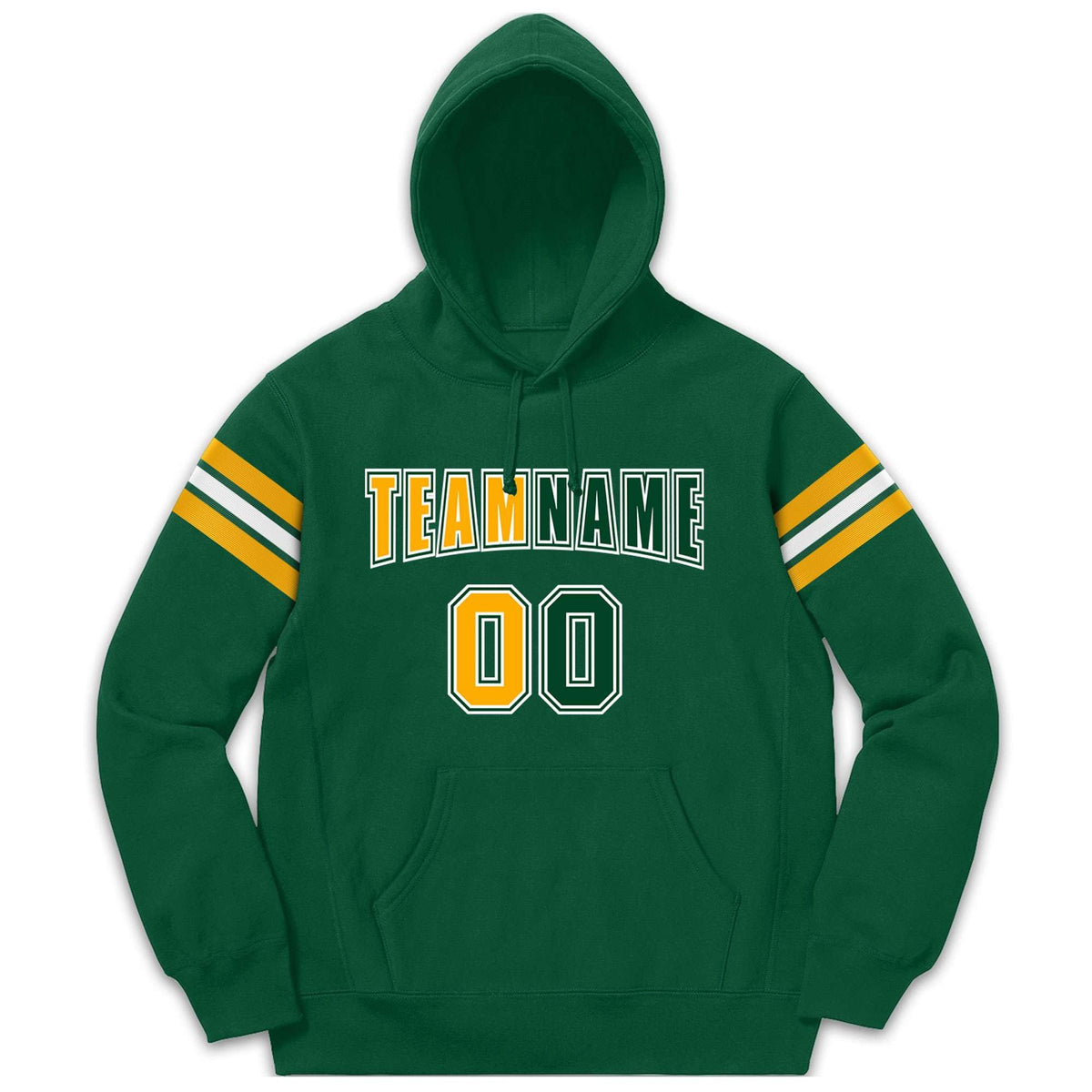 Custom Stitched Green Yellow-White Cotton Pullover Sweatshirt Hoodie| KXKSHOP