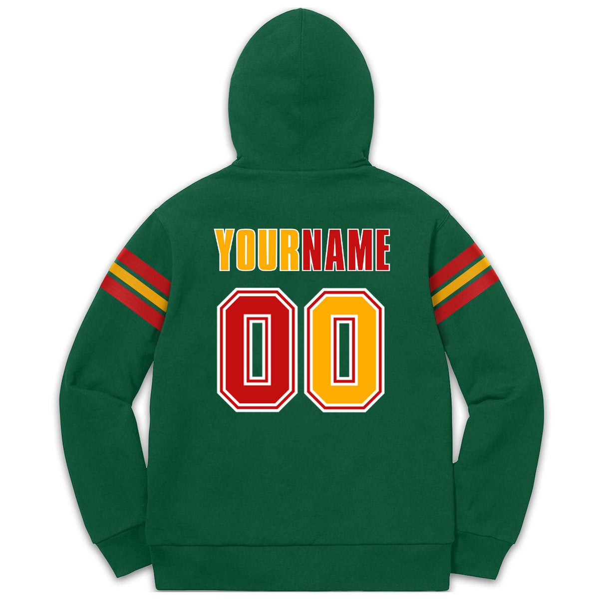 Custom Stitched Green Red-Yellow Cotton Pullover Sweatshirt Hoodie| KXKSHOP