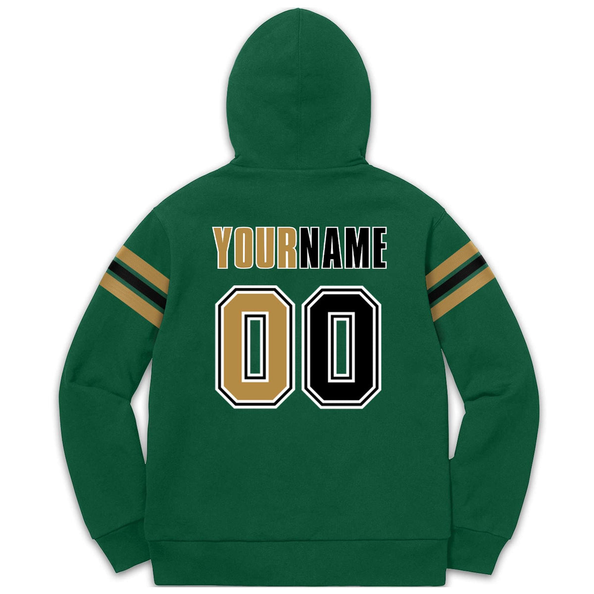 Custom Stitched Green Old Gold-Black Cotton Pullover Sweatshirt Hoodie| KXKSHOP