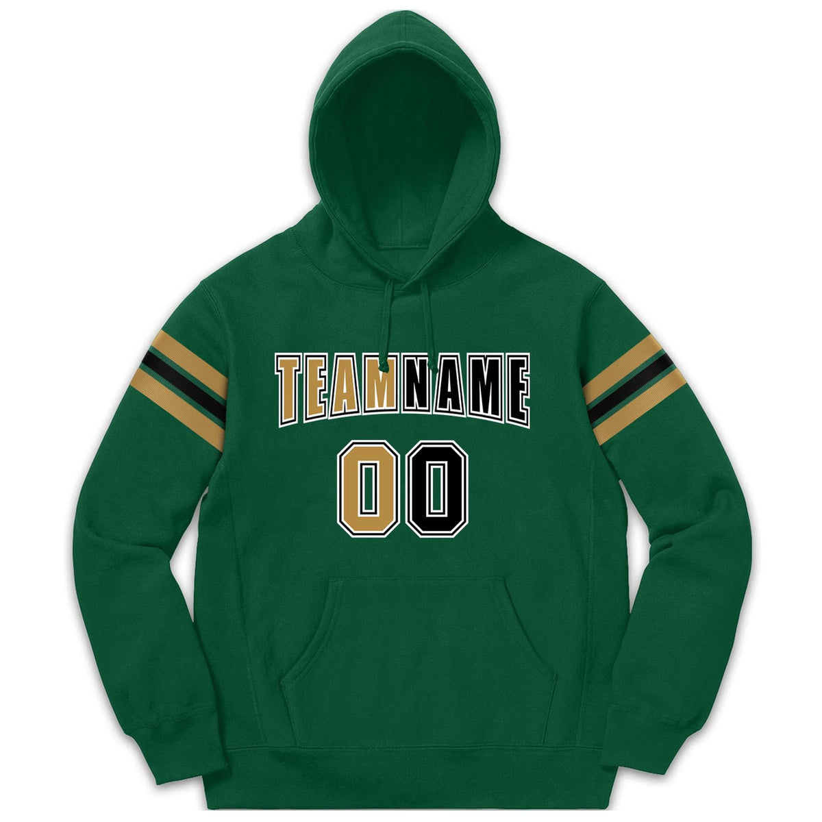 Custom Stitched Green Old Gold-Black Cotton Pullover Sweatshirt Hoodie| KXKSHOP