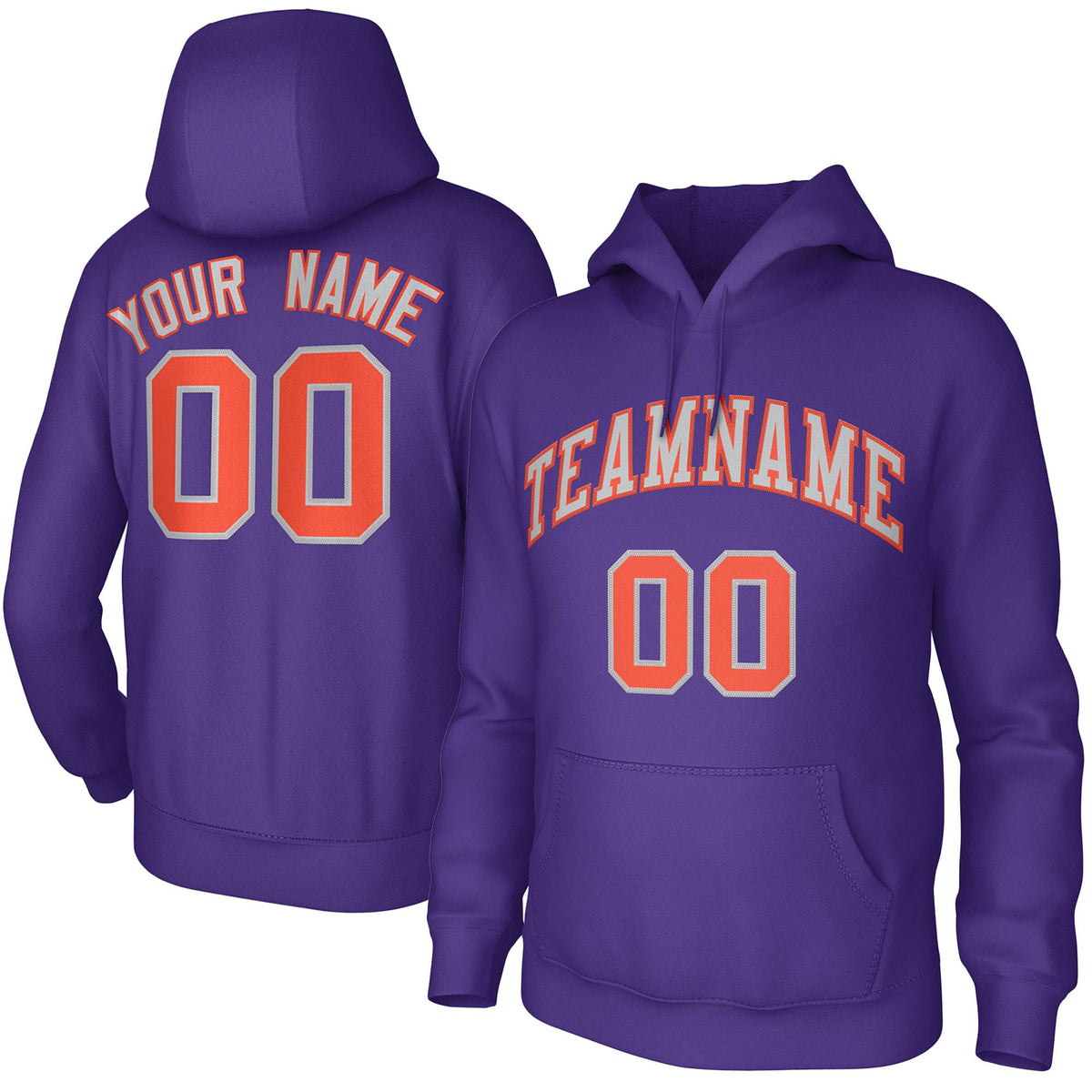 Custom Purple Gray-Orange Classic Style Training Uniform Pullover Hoodie| KXKSHOP