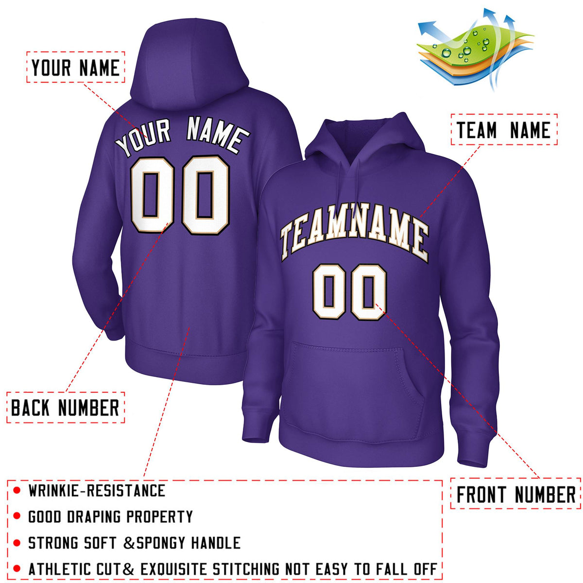 Custom Purple White-Old Gold-Black Classic Style Training Uniform Pullover Hoodie| KXKSHOP