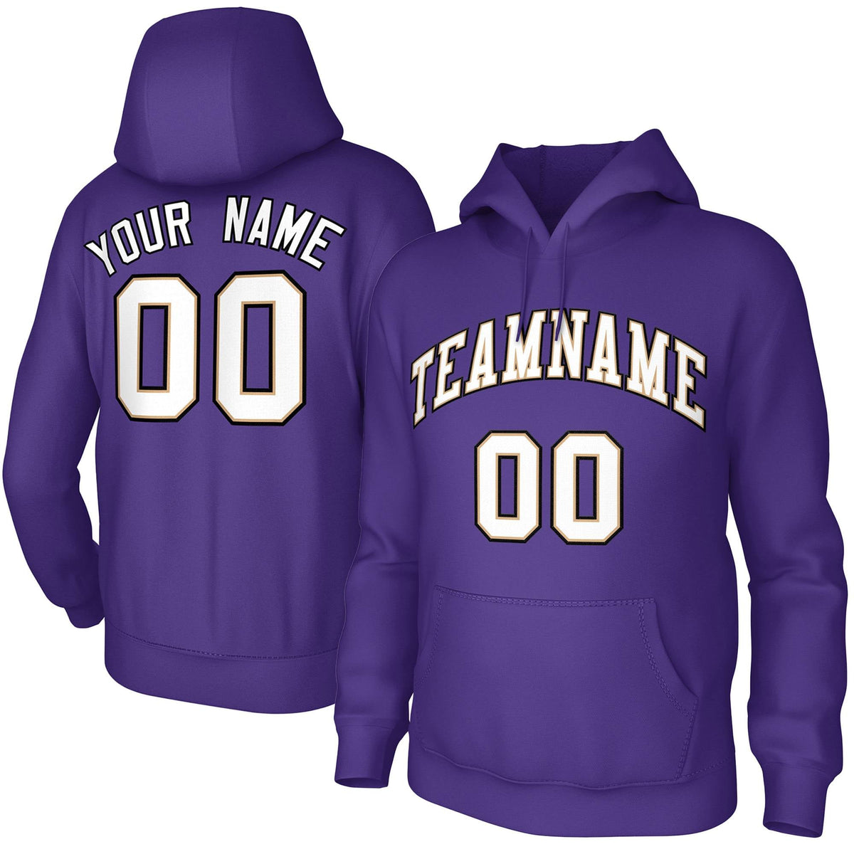 Custom Purple White-Old Gold-Black Classic Style Training Uniform Pullover Hoodie| KXKSHOP