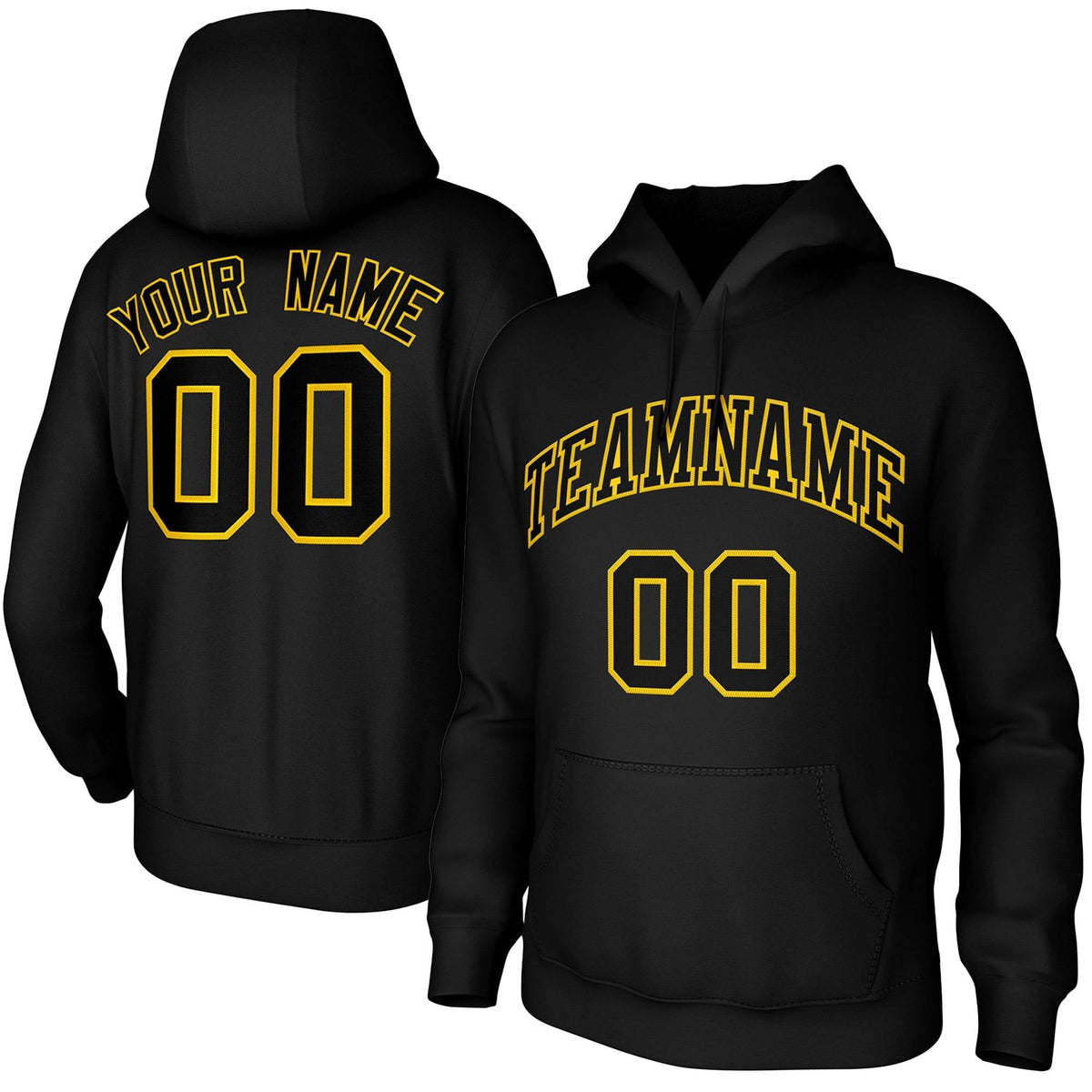 Custom Black Yellow Classic Style Training Uniform Pullover Hoodie| KXKSHOP