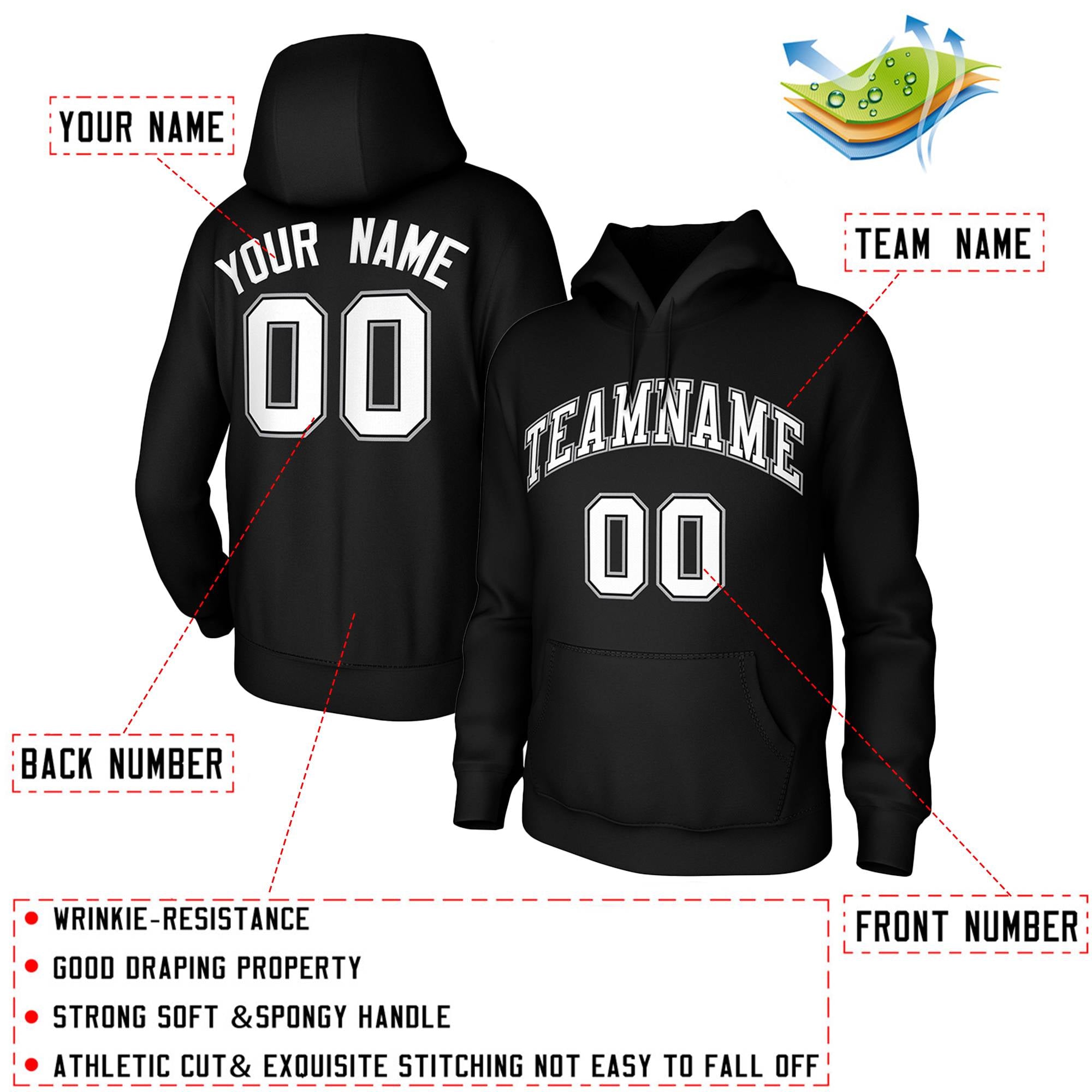 Custom Black White-Black-Gray Classic Style Training Uniform Pullover Hoodie| KXKSHOP