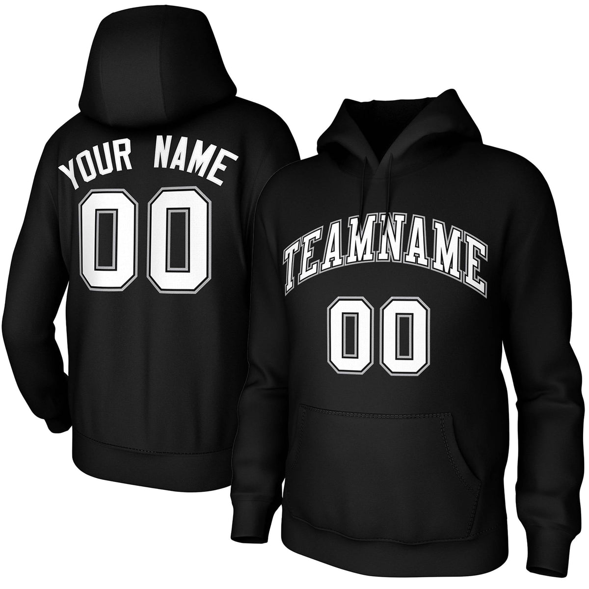 Custom Black White-Black-Gray Classic Style Training Uniform Pullover Hoodie| KXKSHOP