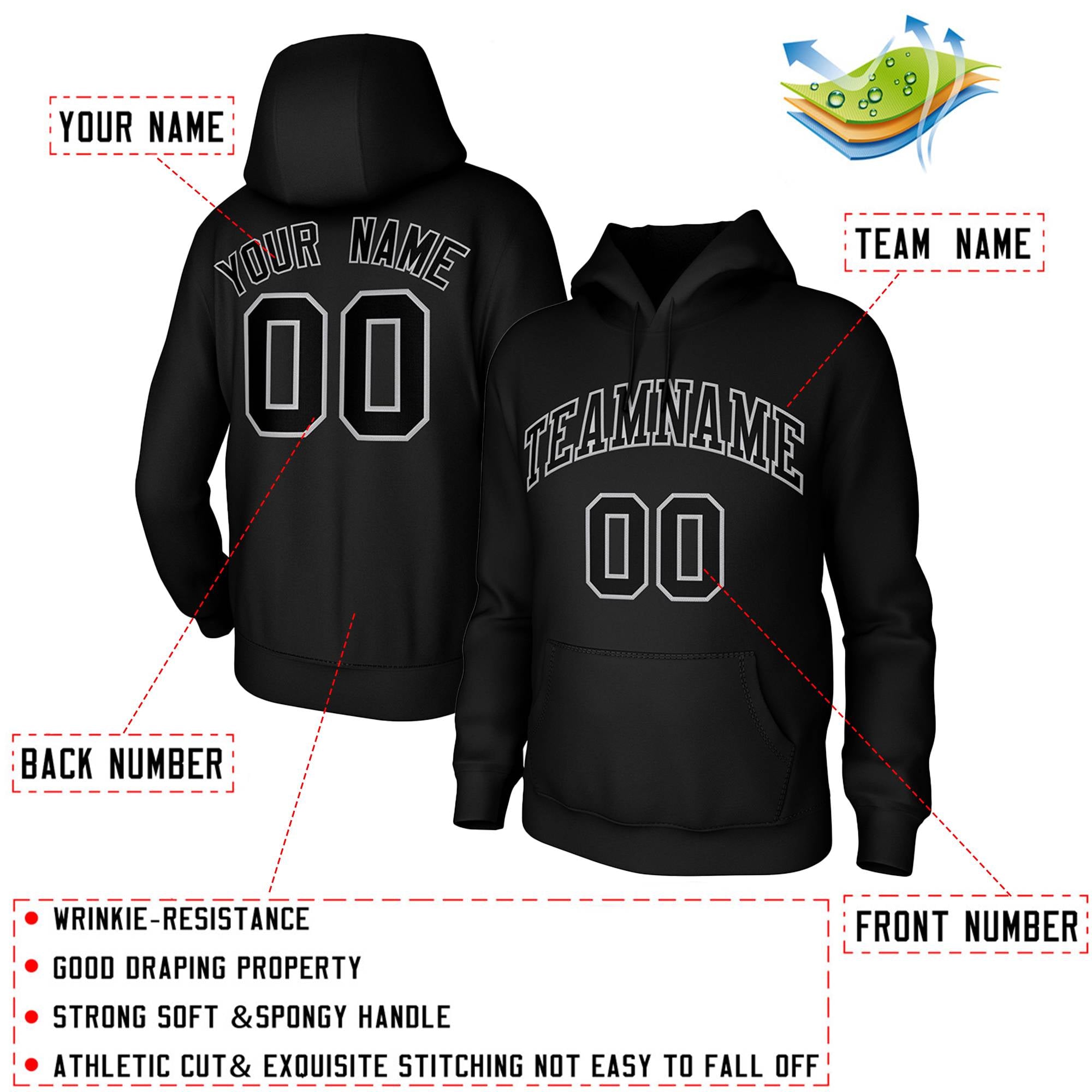 Custom Black Gray Classic Style Training Uniform Pullover Hoodie| KXKSHOP