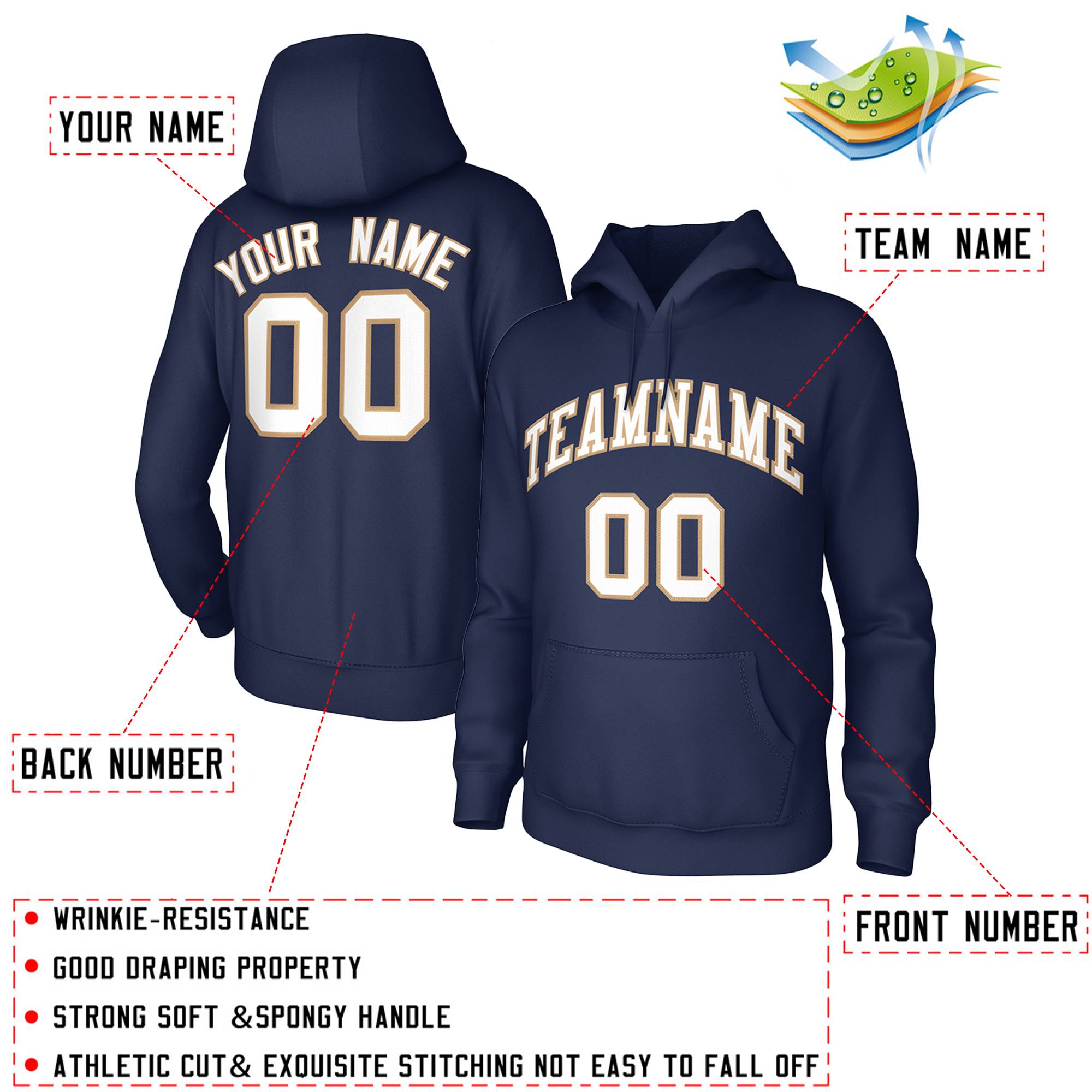 Custom White Gold Classic Style Training Uniform Pullover Hoodie| KXKSHOP