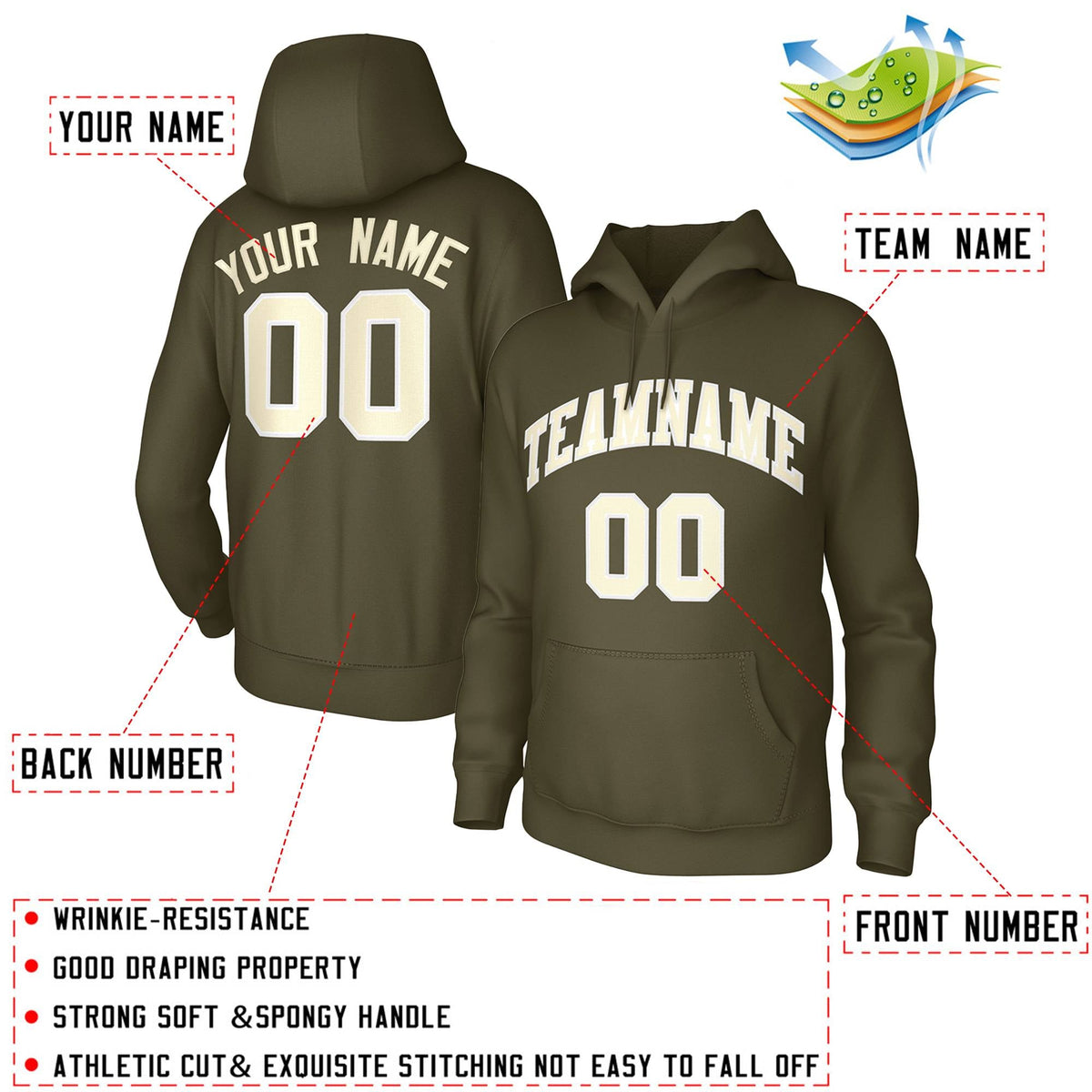 Custom Olive Cream Classic Style Training Uniform Pullover Hoodie| KXKSHOP