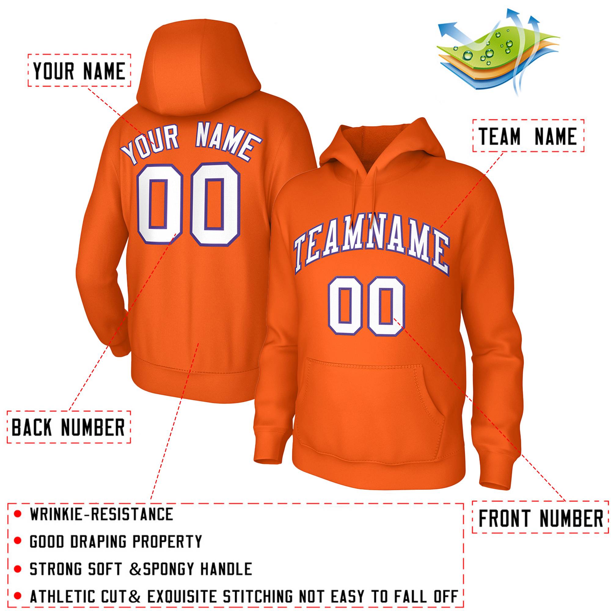 Custom Orange White-Purple Classic Style Training Uniform Pullover Hoodie| KXKSHOP