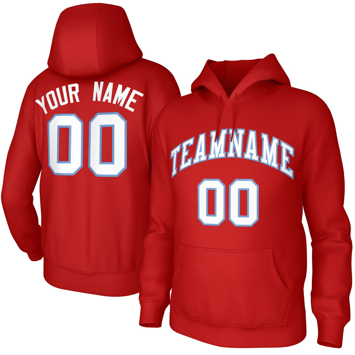 Custom Red White-Light Blue Classic Style Training Uniform Pullover Hoodie| KXKSHOP