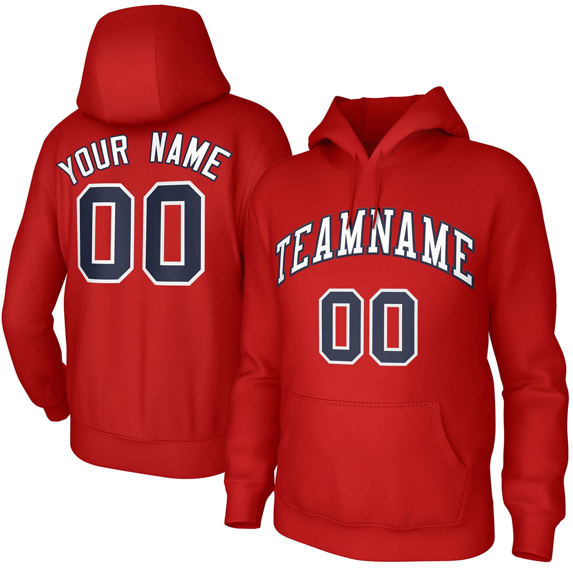 Custom Red White-Navy Classic Style Training Uniform Pullover Hoodie| KXKSHOP