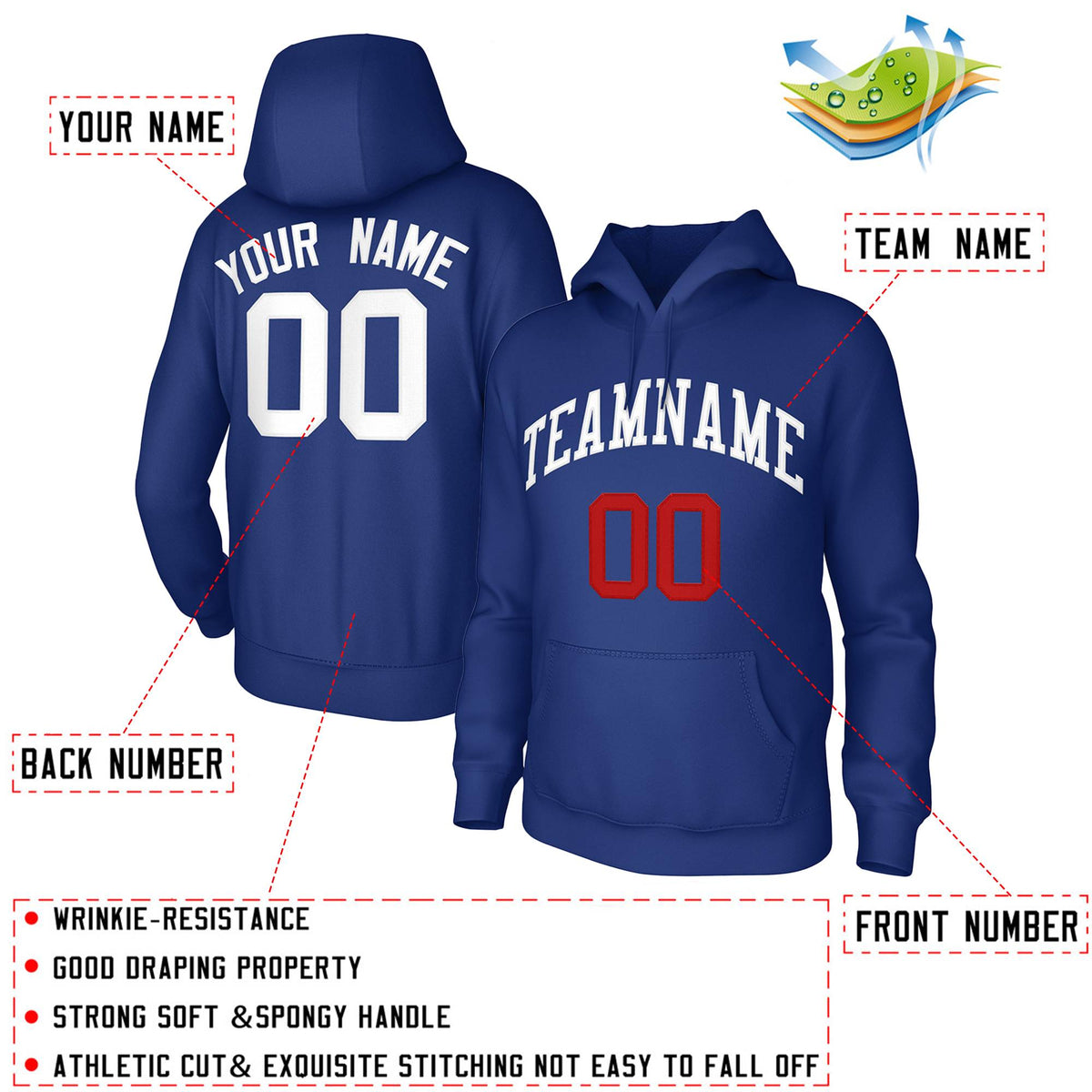 Custom Royal White Classic Style Training Uniform Pullover Hoodie| KXKSHOP