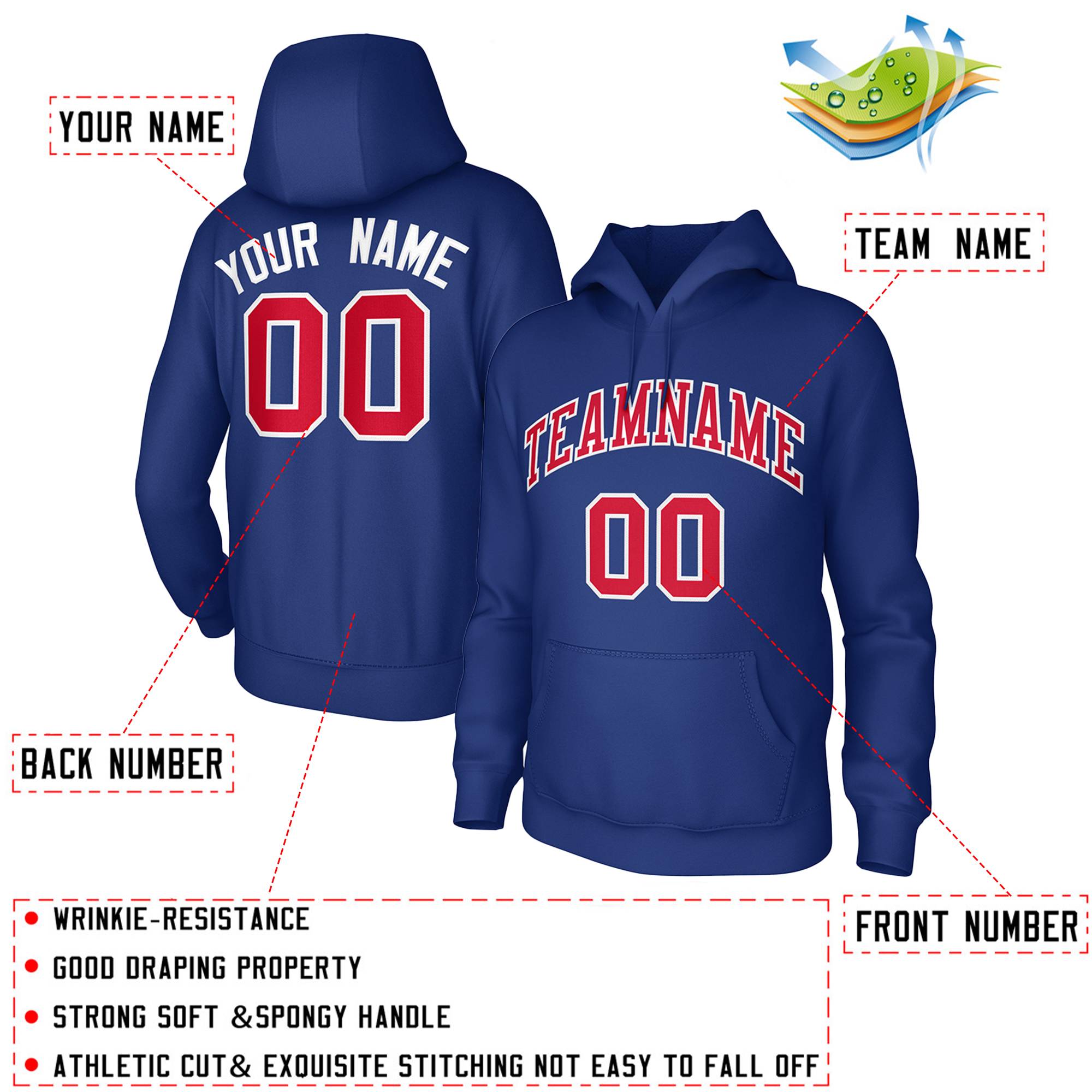 Custom Royal Red-White Classic Style Training Uniform Pullover Hoodie| KXKSHOP