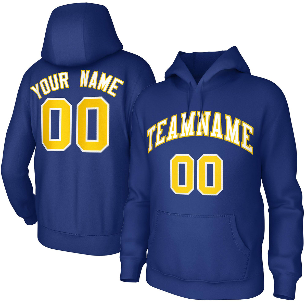 Custom Royal White-Yellow Classic Style Training Uniform Pullover Hoodie| KXKSHOP