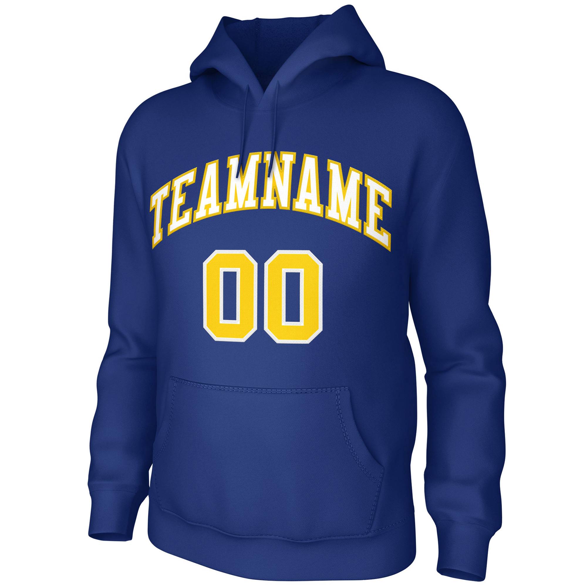 Custom Royal White-Yellow Classic Style Training Uniform Pullover Hoodie| KXKSHOP