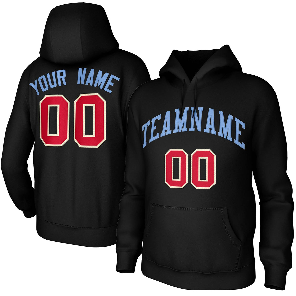 Custom Black-Light Blue Classic Style Training Uniform Pullover Hoodie| KXKSHOP