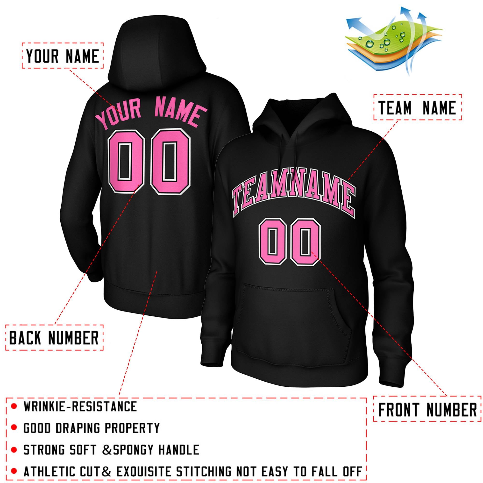 Custom Black Pink-Black-White Classic Style Training Uniform Pullover Hoodie| KXKSHOP