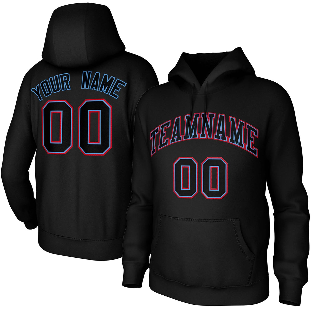 Custom Black Light Blue-Red Classic Style Training Uniform Pullover Hoodie| KXKSHOP