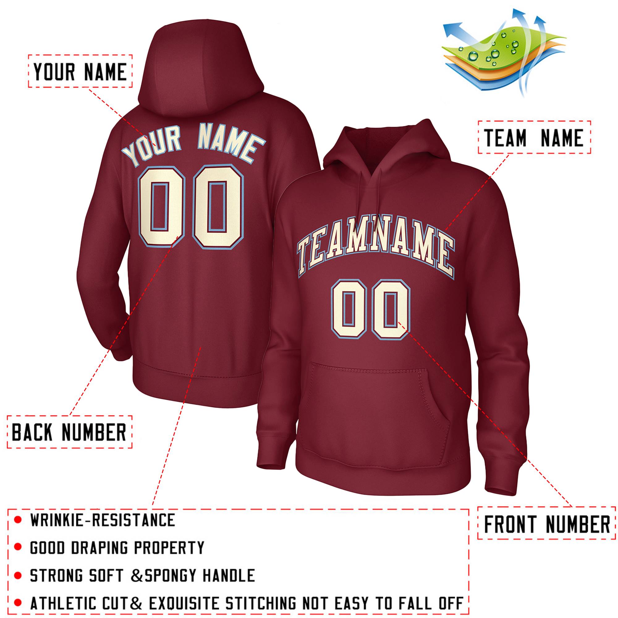 Custom Cardinal Cream-Cardinal Classic Style Training Uniform Pullover Hoodie| KXKSHOP