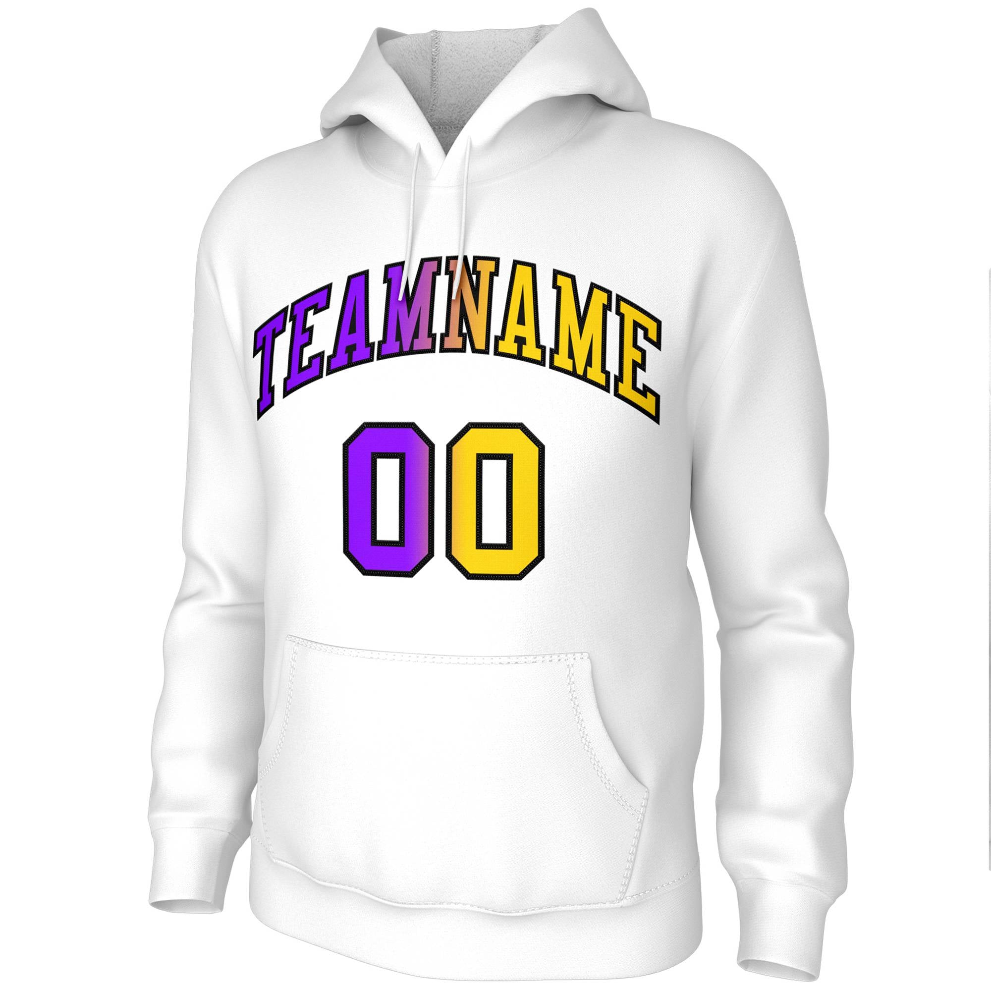 Custom Stitched White Purple-Black Gradient Fashion Pullover Sweatshirt Hoodie| KXKSHOP