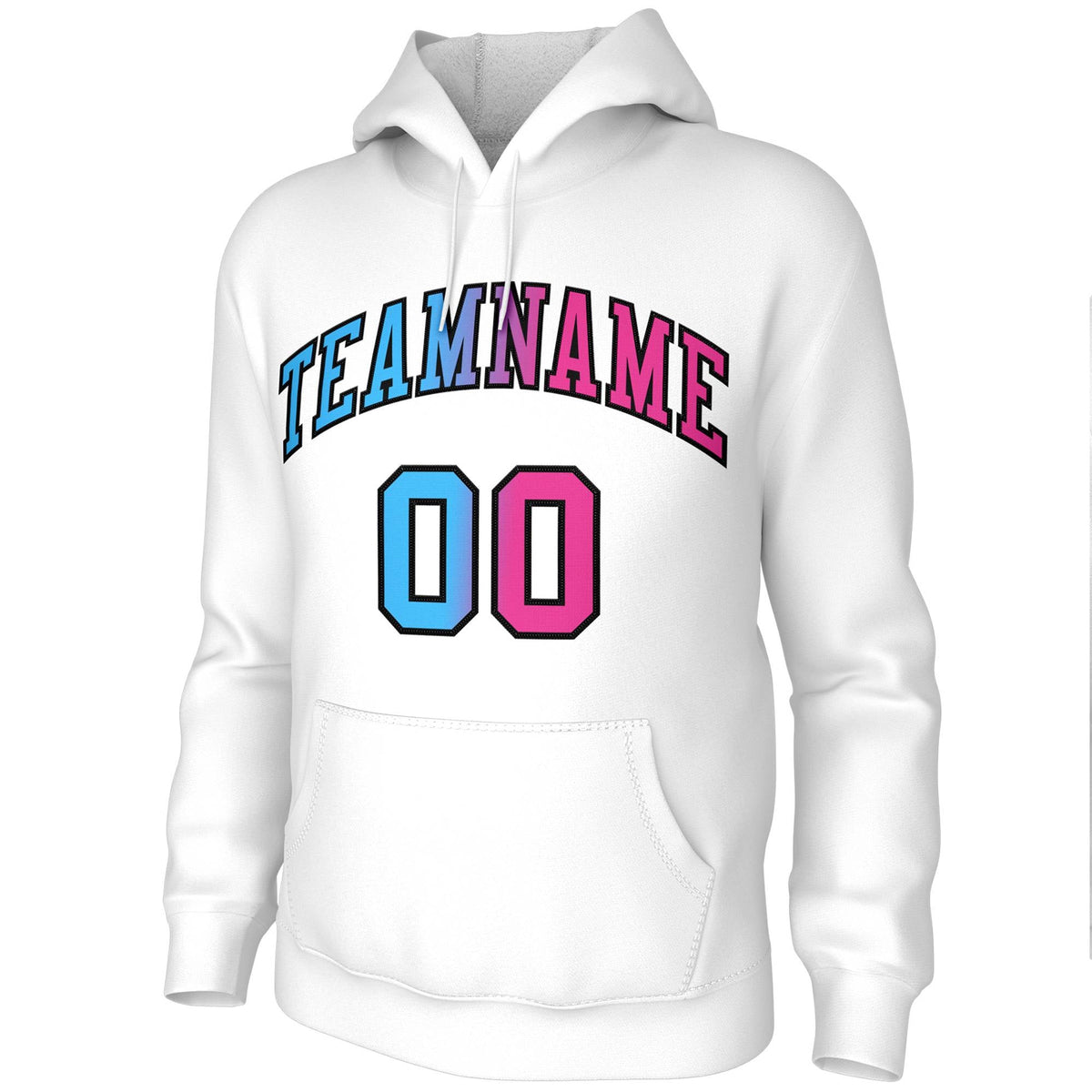 Custom Stitched White Pink-Black Gradient Fashion Pullover Sweatshirt Hoodie| KXKSHOP