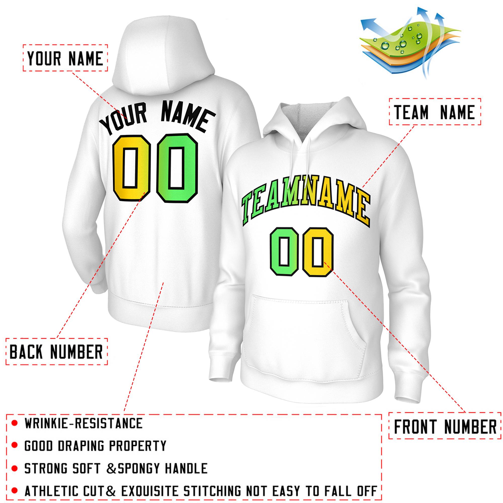 Custom Stitched White Gradient Fashion Pullover Sweatshirt Hoodie| KXKSHOP