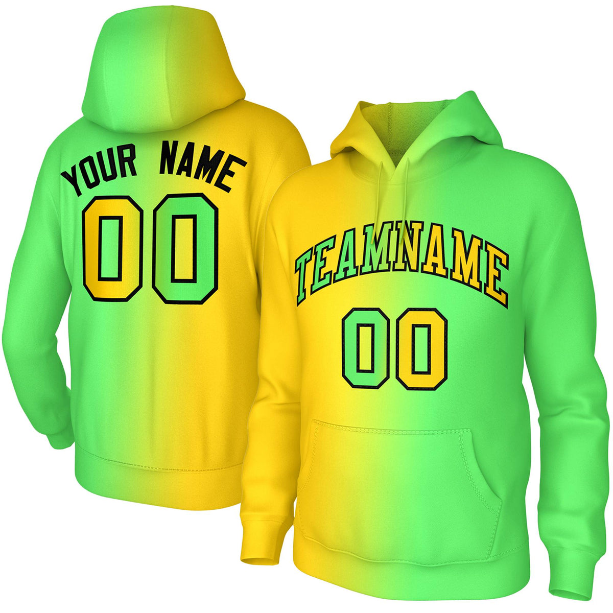 Custom Stitched Neon Green Gradient Fashion Pullover Sweatshirt Hoodie| KXKSHOP