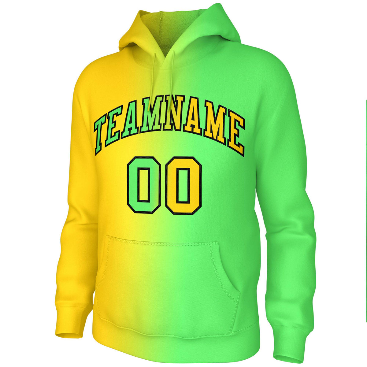 Custom Stitched Neon Green Gradient Fashion Pullover Sweatshirt Hoodie| KXKSHOP