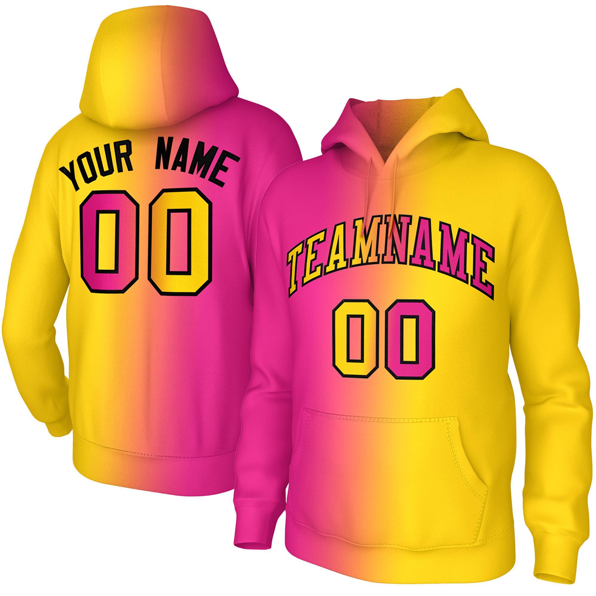 Custom Stitched Gold Pink Gradient Fashion Pullover Sweatshirt Hoodie| KXKSHOP