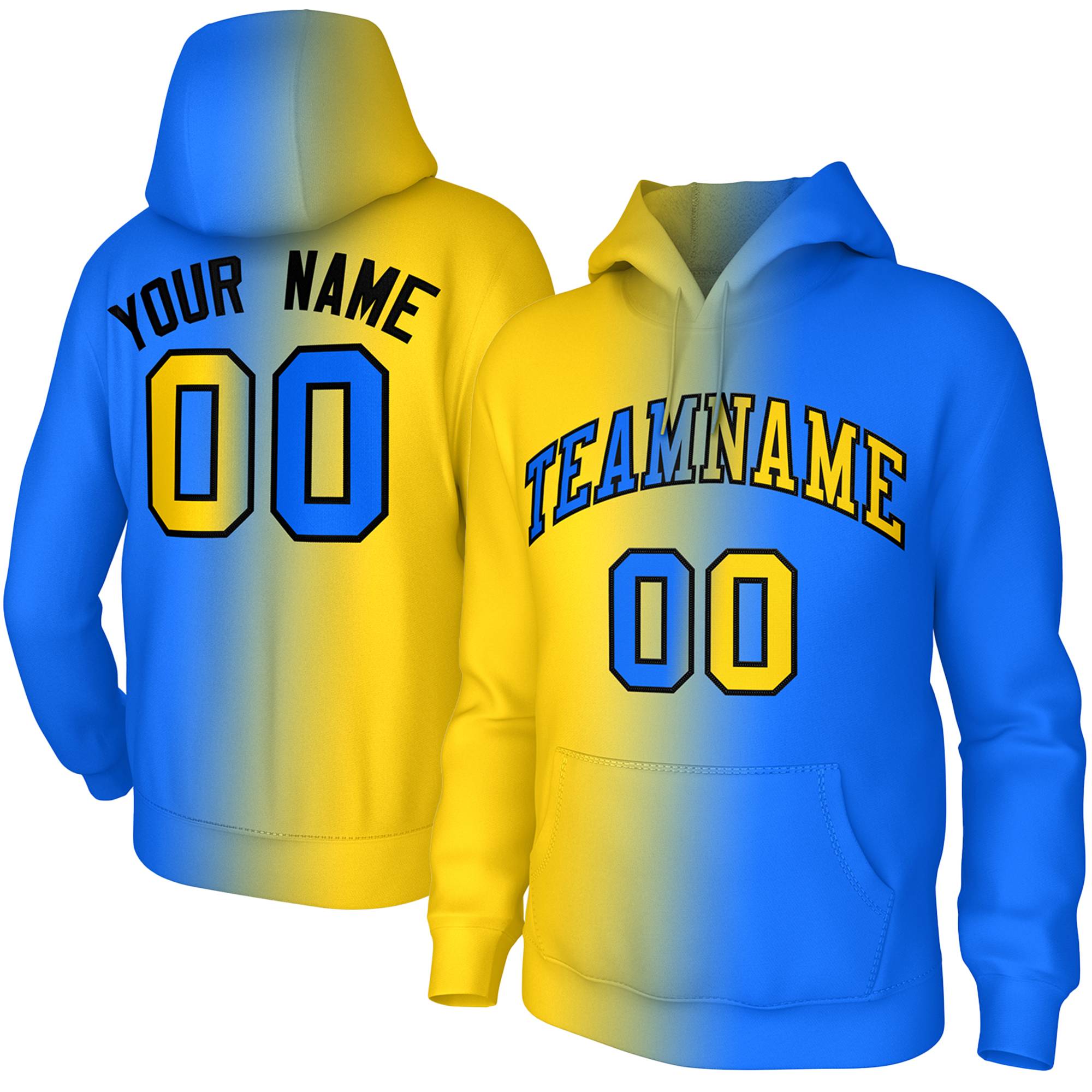 Custom Stitched Royal Gold Gradient Fashion Pullover Sweatshirt Hoodie| KXKSHOP