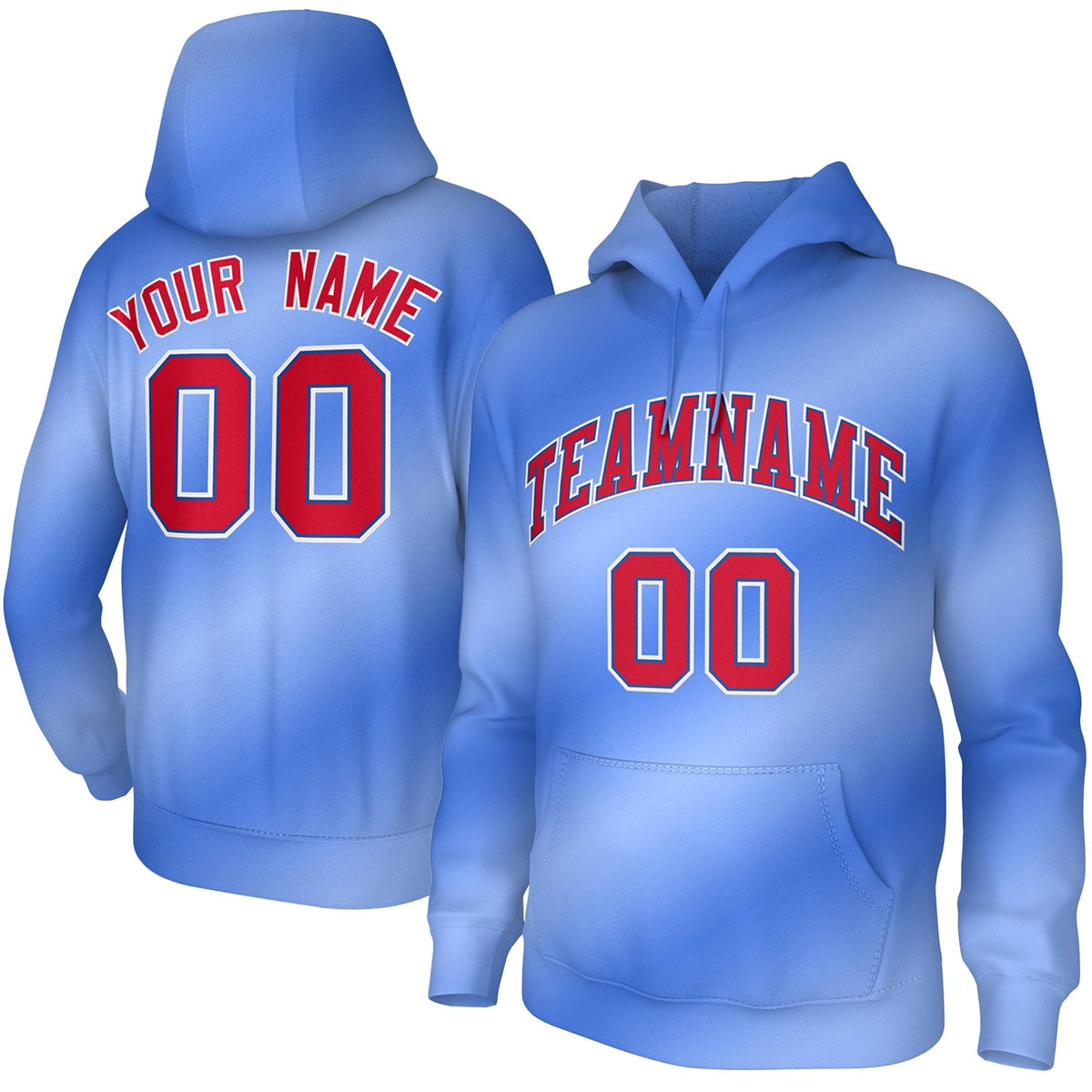 Custom Stitched Light Blue Gradient Fashion Pullover Sweatshirt Hoodie| KXKSHOP