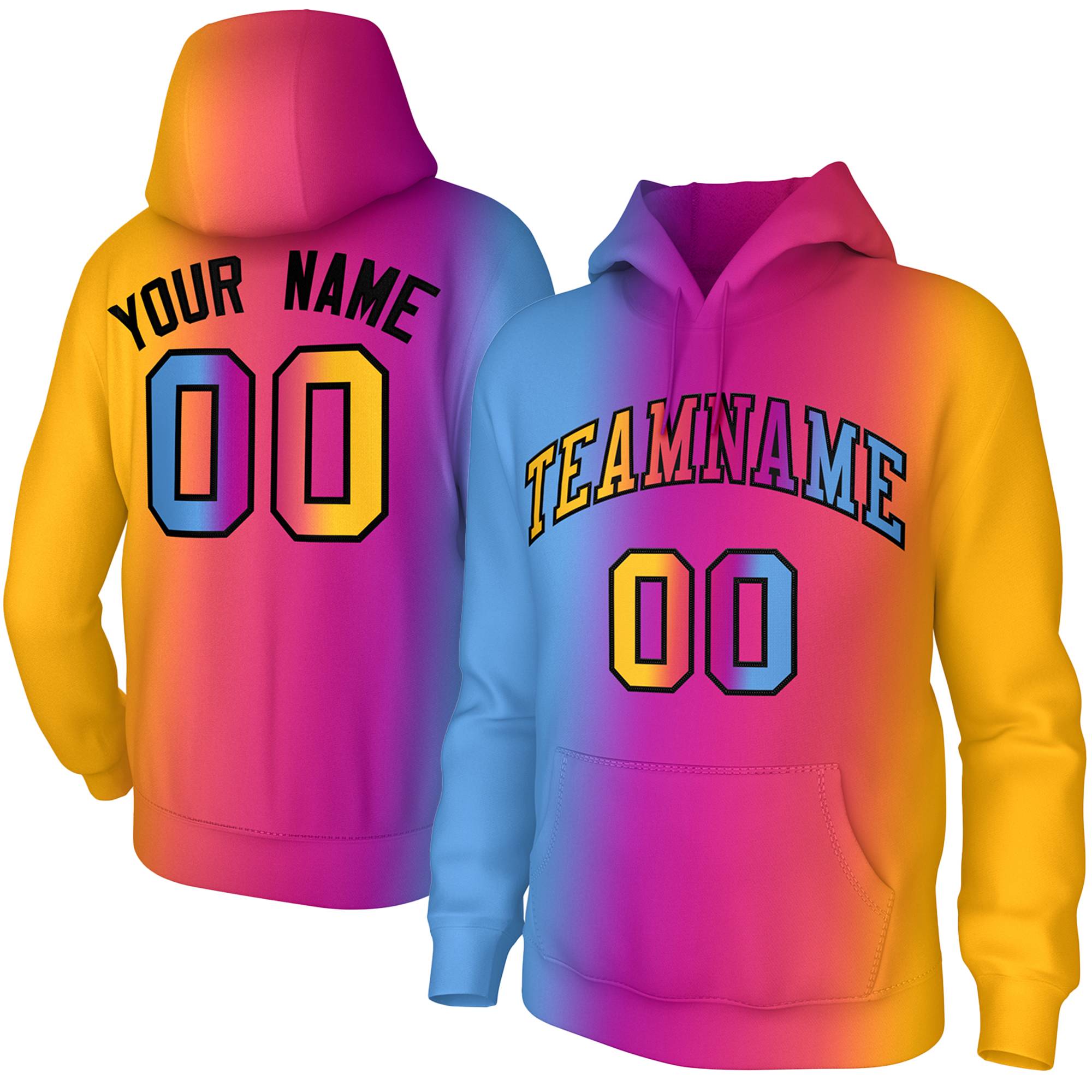 Custom Stitched Light Pink Gold Gradient Fashion Pullover Sweatshirt Hoodie| KXKSHOP