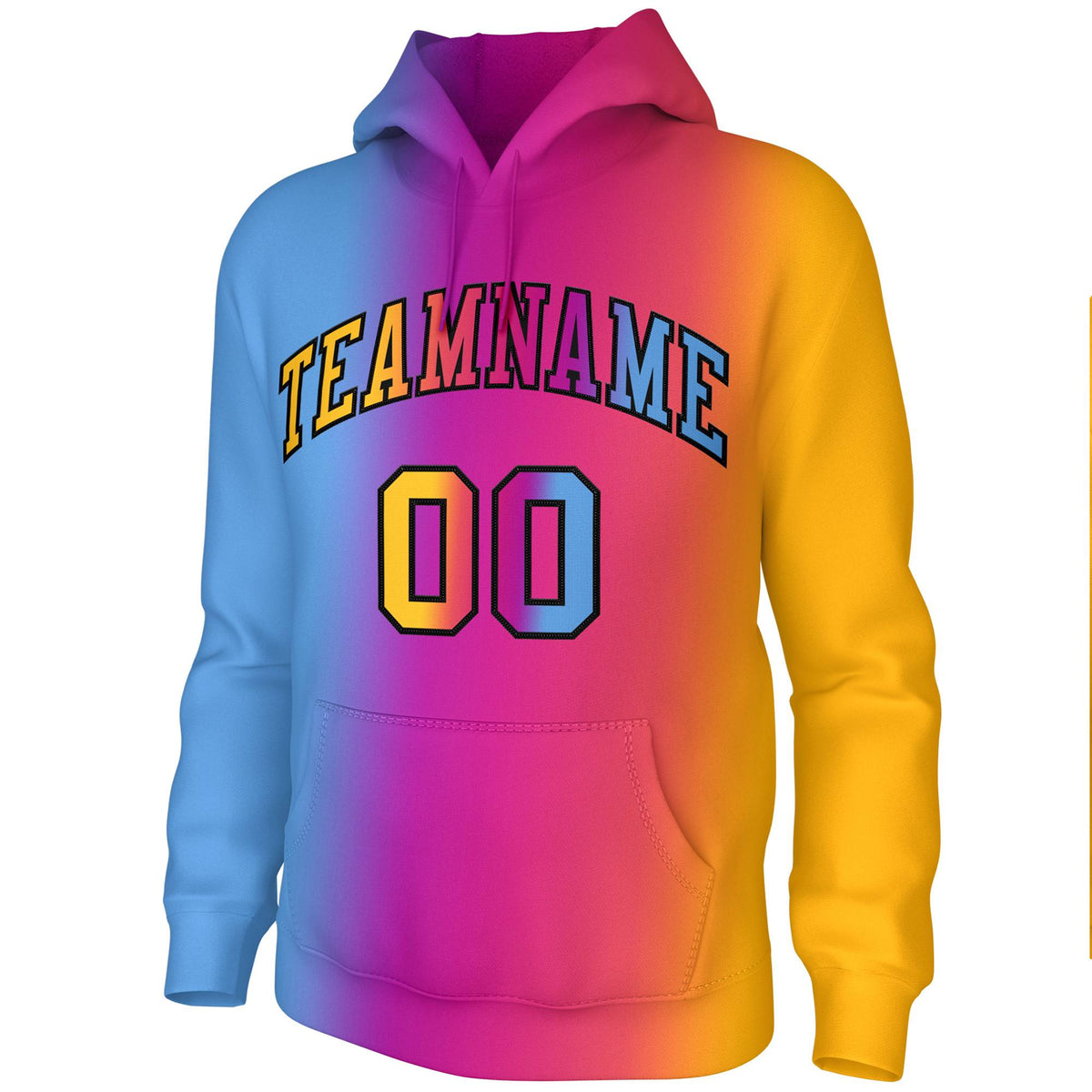 Custom Stitched Light Pink Gold Gradient Fashion Pullover Sweatshirt Hoodie| KXKSHOP