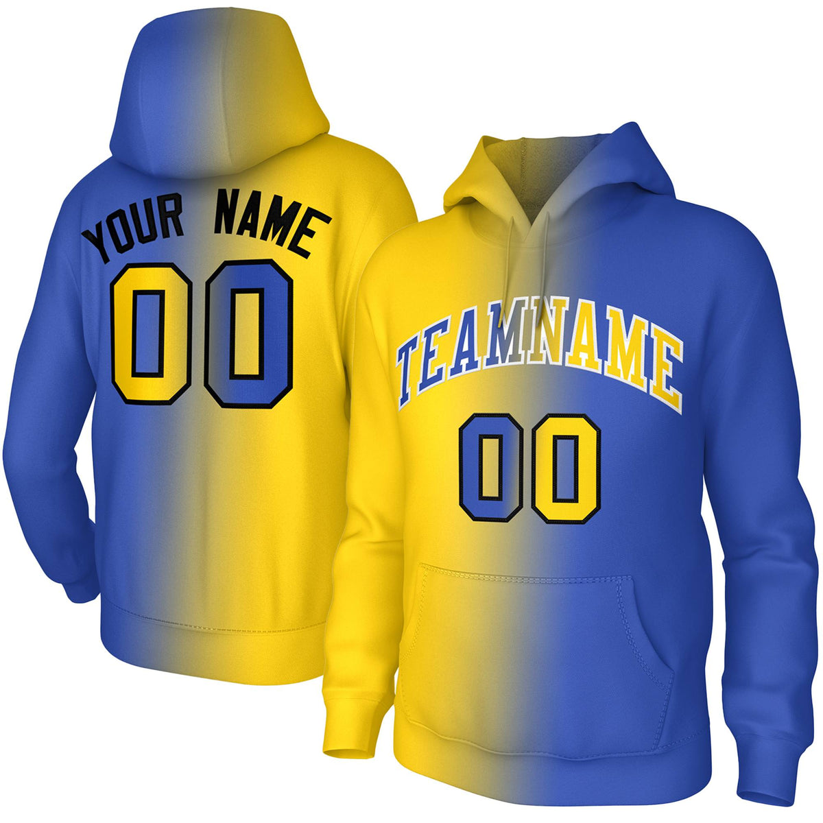 Custom Stitched Gold Royal Gradient Fashion Pullover Sweatshirt Hoodie| KXKSHOP