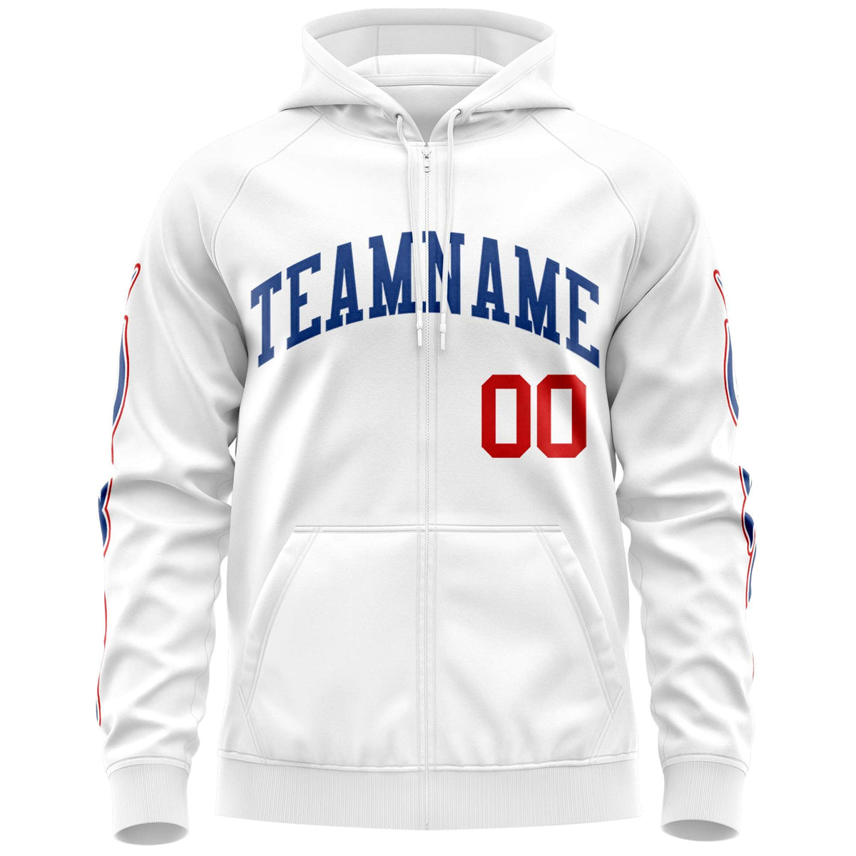 Custom Stitched White Royal Sports Full-Zip Sweatshirt Hoodie with Flame| KXKSHOP