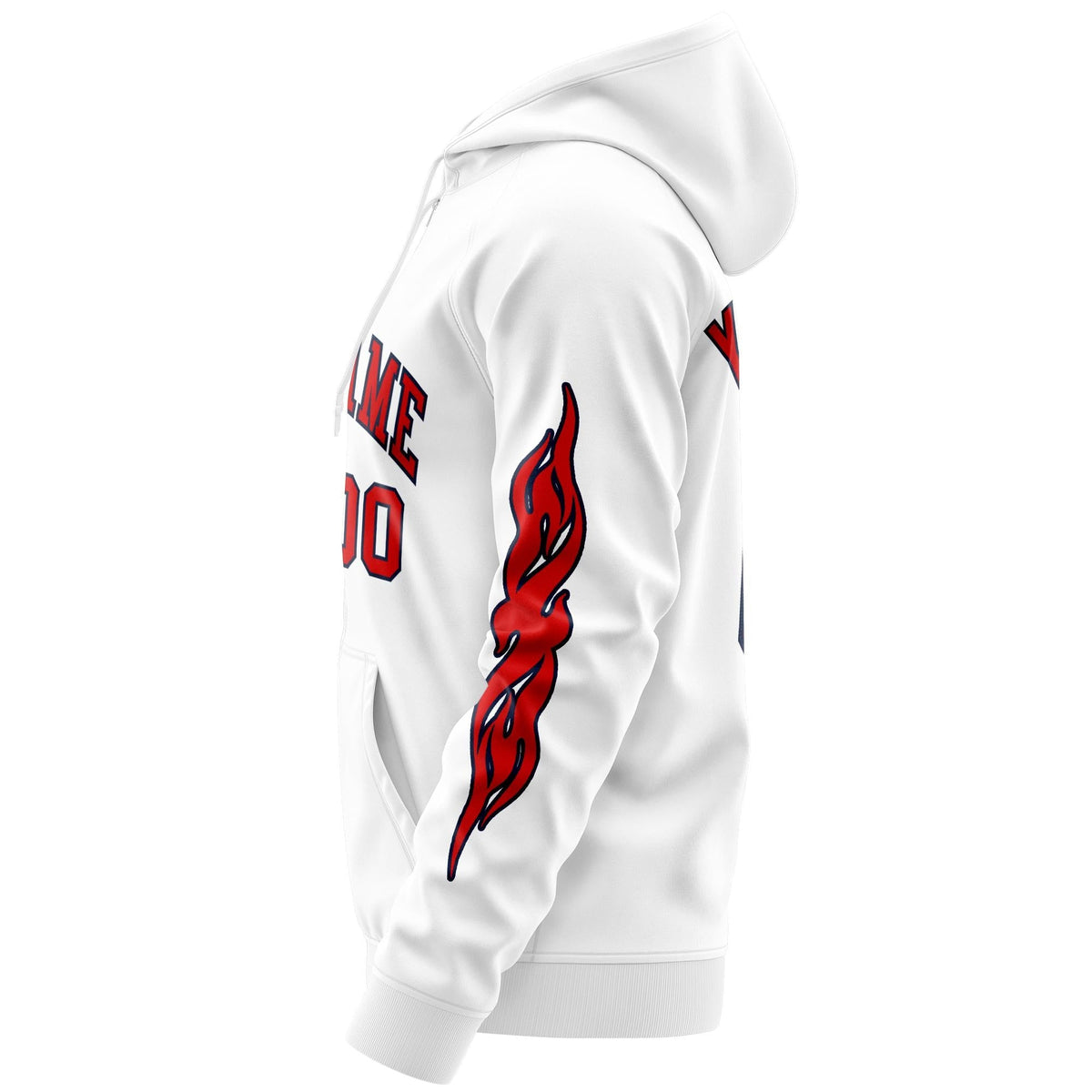Custom Stitched White Red Sports Full-Zip Sweatshirt Hoodie with Flame| KXKSHOP