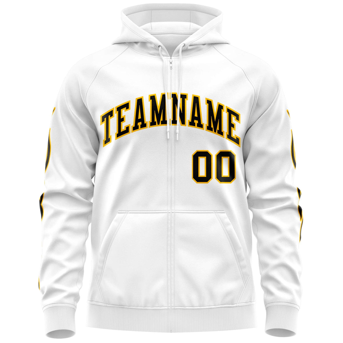 Custom Stitched White Black Sports Full-Zip Sweatshirt Hoodie with Flame| KXKSHOP