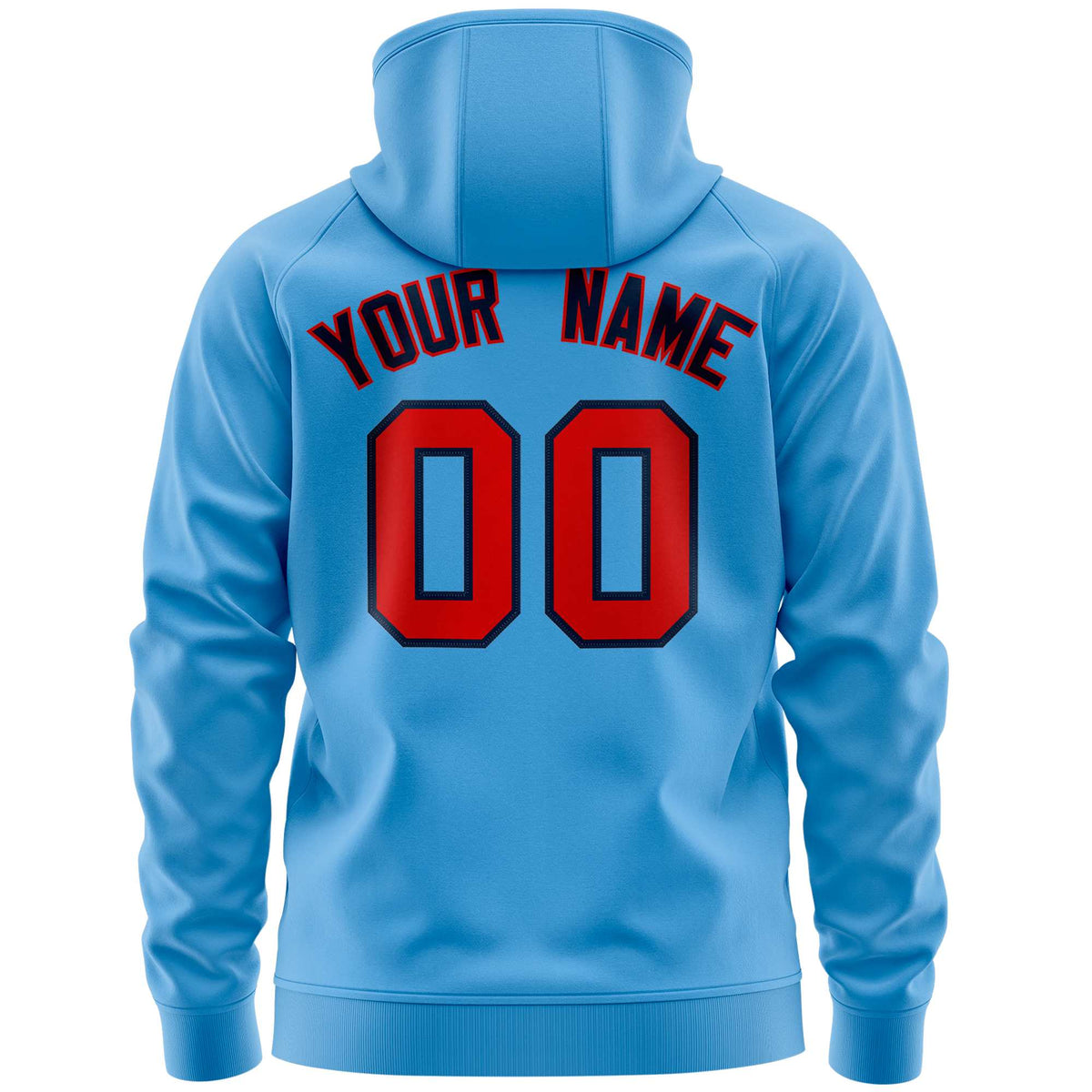 Custom Stitched Light Blue Red Sports Full-Zip Sweatshirt Hoodie with Flame| KXKSHOP