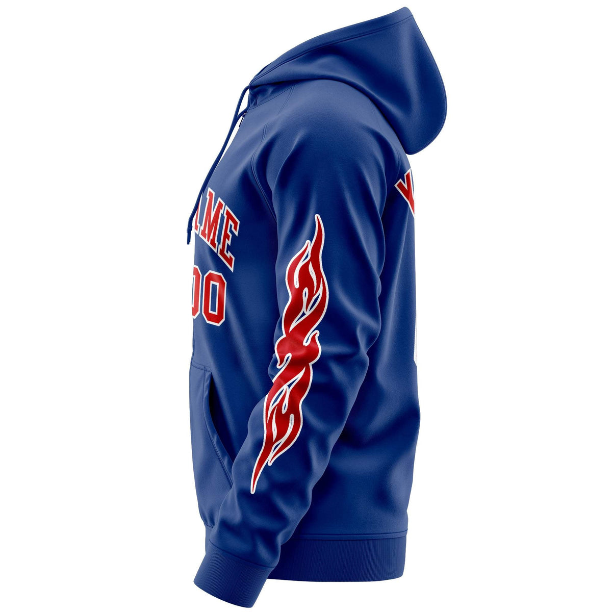 Custom Stitched Royal Red Sports Full-Zip Sweatshirt Hoodie with Flame| KXKSHOP
