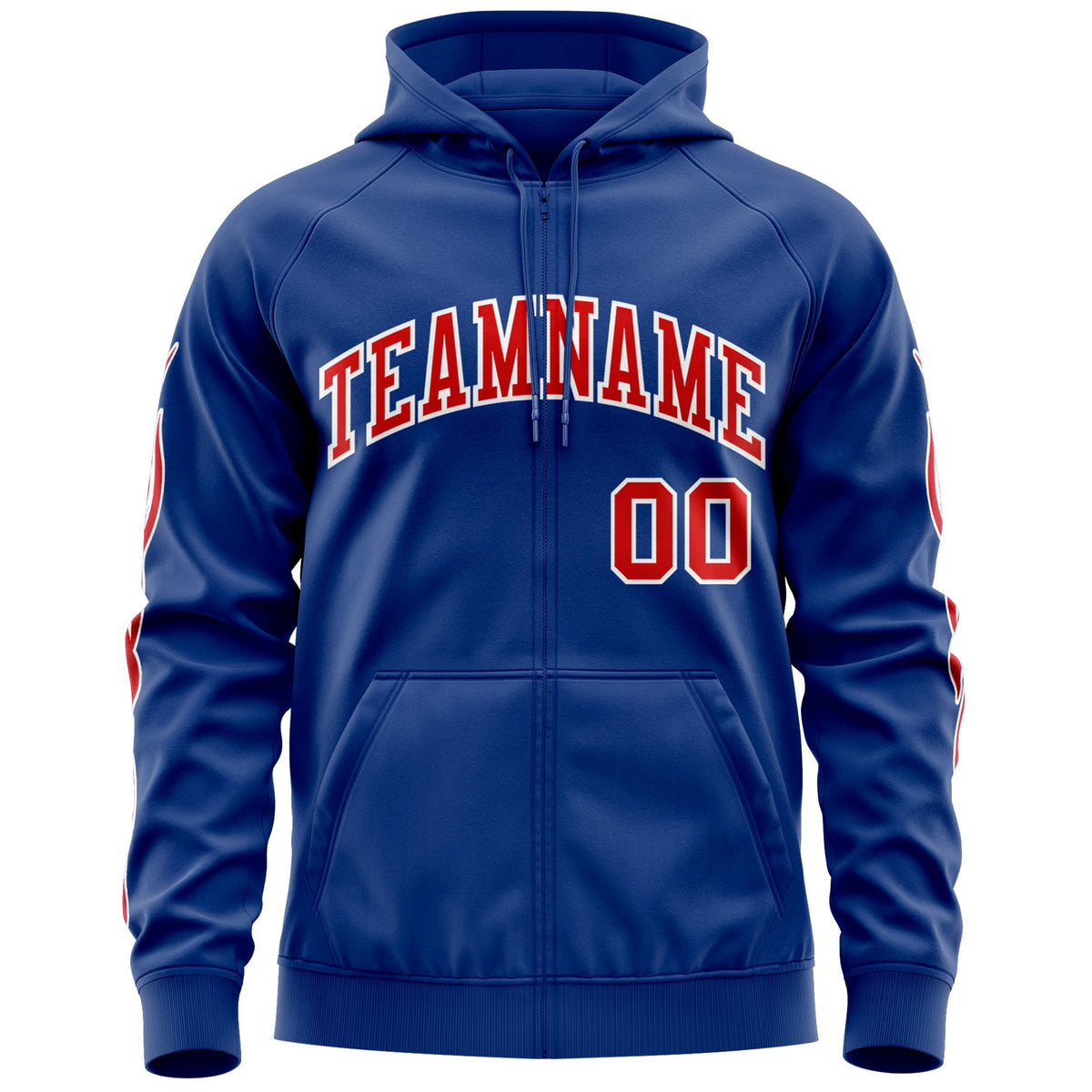 Custom Stitched Royal Red Sports Full-Zip Sweatshirt Hoodie with Flame| KXKSHOP