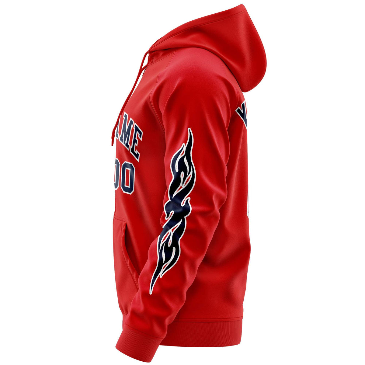 Custom Stitched Red Navy Sports Full-Zip Sweatshirt Hoodie with Flame| KXKSHOP