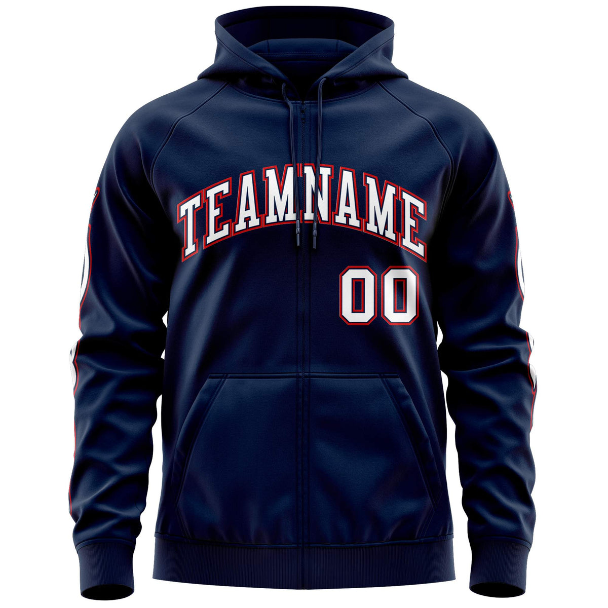 Custom Stitched Navy White Sports Full-Zip Sweatshirt Hoodie with Flame| KXKSHOP