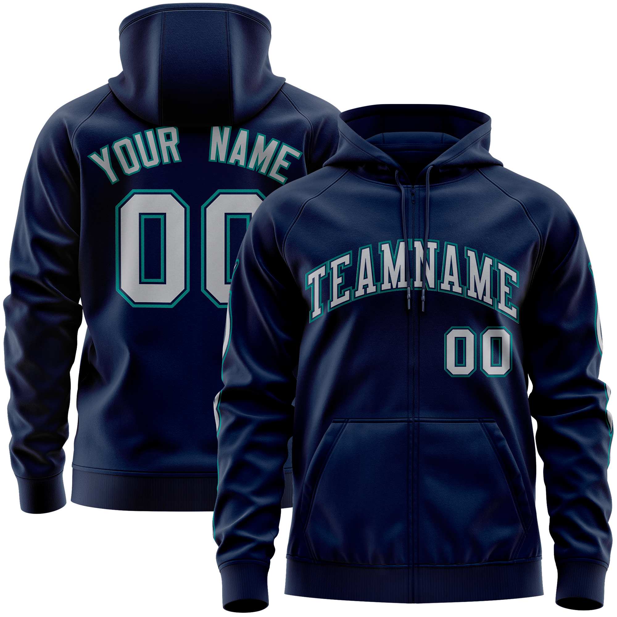 Custom Stitched Navy Gray Sports Full-Zip Sweatshirt Hoodie with Flame| KXKSHOP