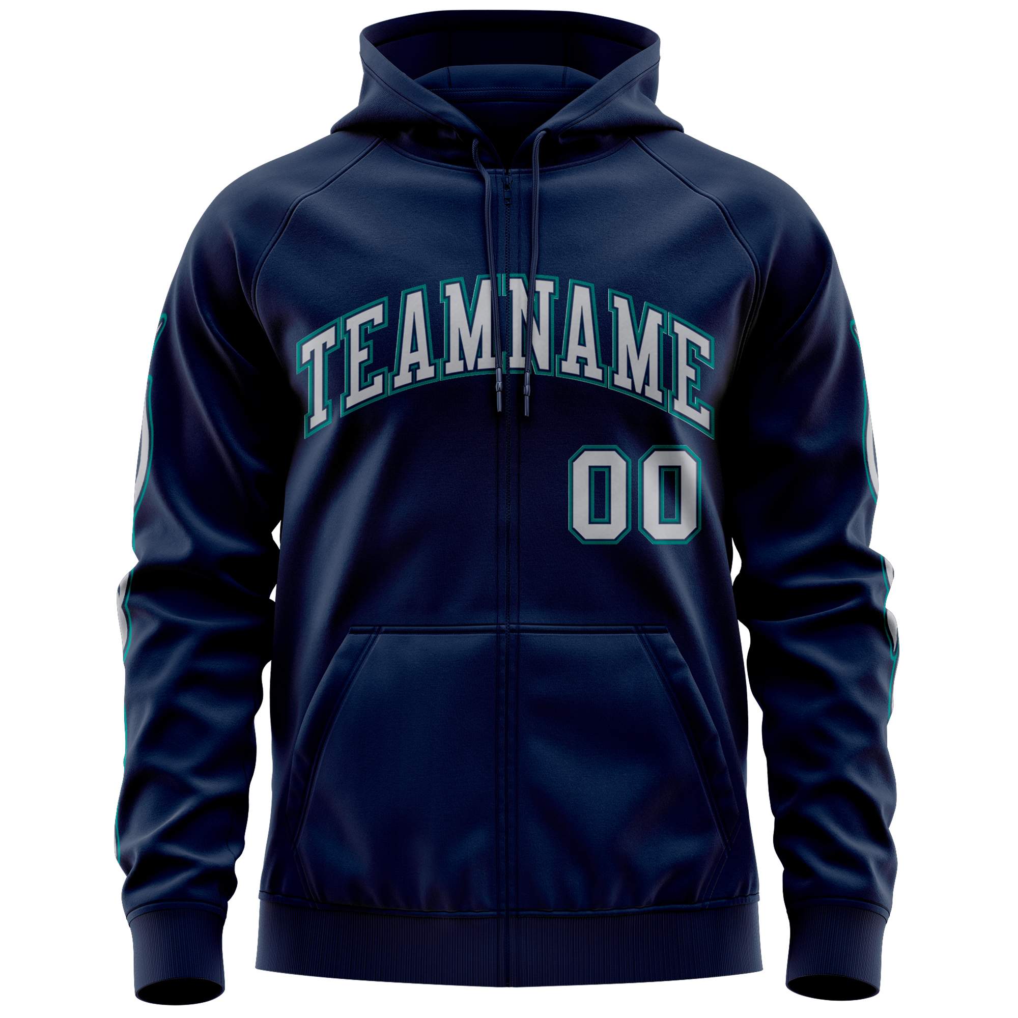 Custom Stitched Navy Gray Sports Full-Zip Sweatshirt Hoodie with Flame| KXKSHOP
