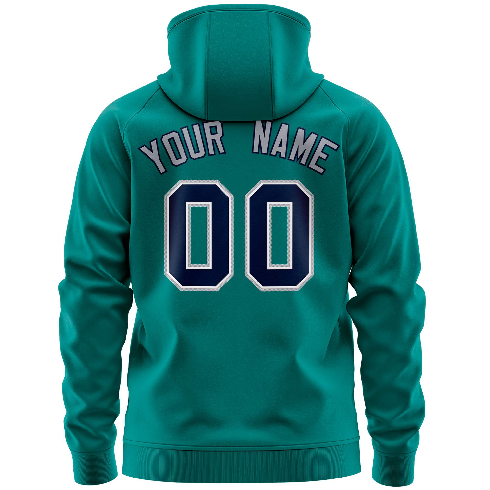 Custom Stitched Aqua Navy Sports Full-Zip Sweatshirt Hoodie with Flame| KXKSHOP