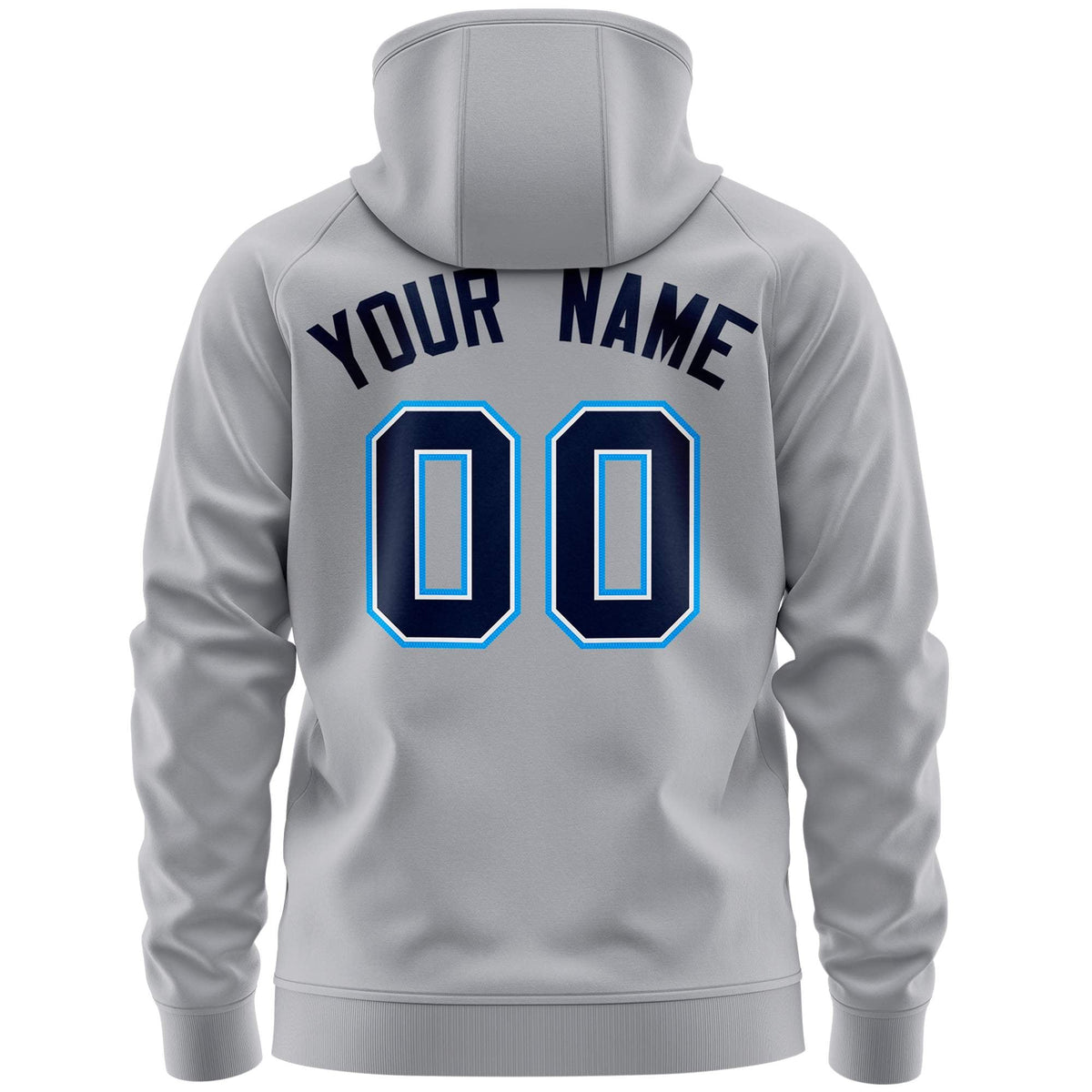 Custom Stitched Gray Navy Sports Full-Zip Sweatshirt Hoodie with Flame| KXKSHOP