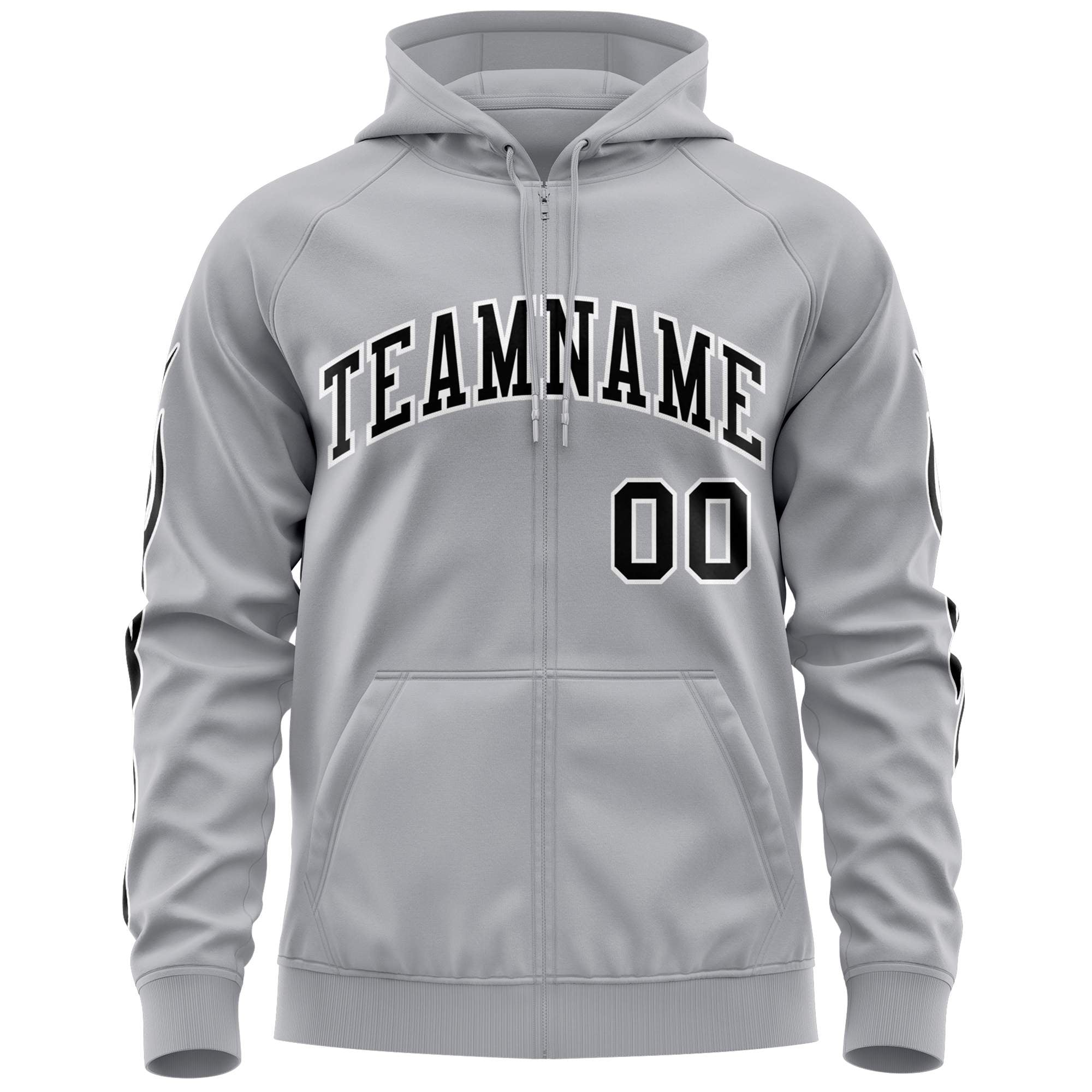 Custom Stitched Gray Black Sports Full-Zip Sweatshirt Hoodie with Flame| KXKSHOP