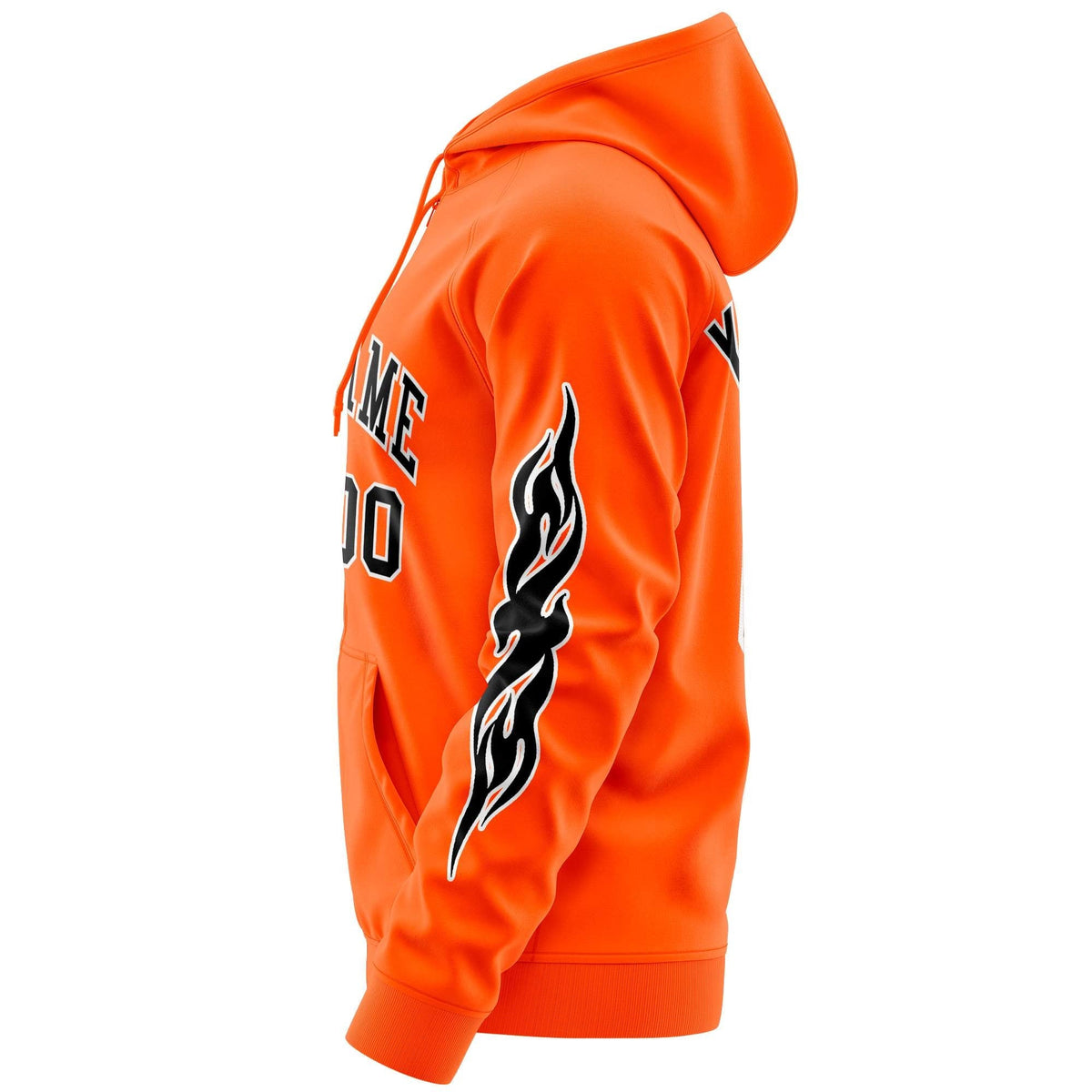 Custom Stitched Orange Black Sports Full-Zip Sweatshirt Hoodie with Flame| KXKSHOP